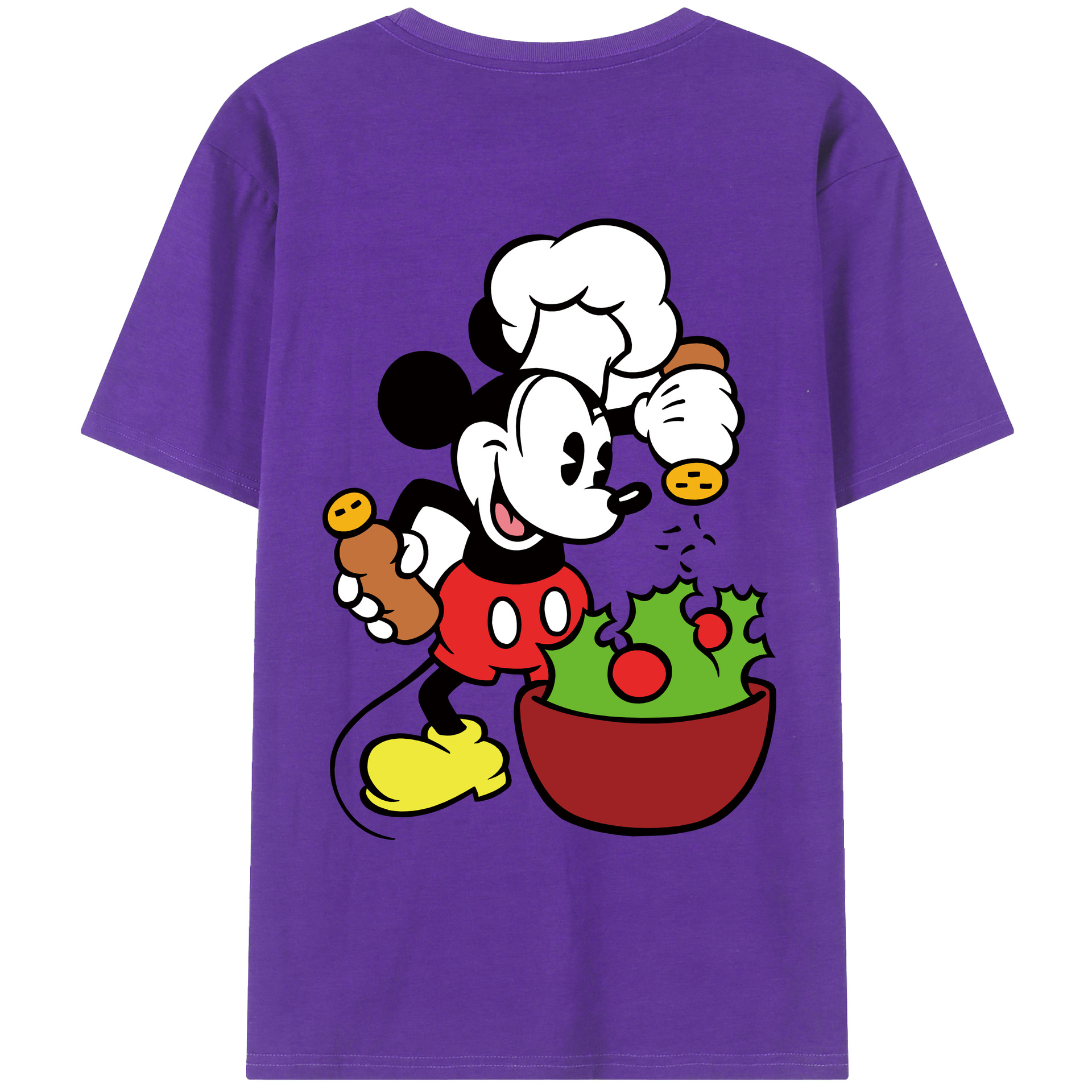 ミッキーマウス Mickey Mouse 綿100％ メンズ半袖Tシャツ（バックプリント） 通気性