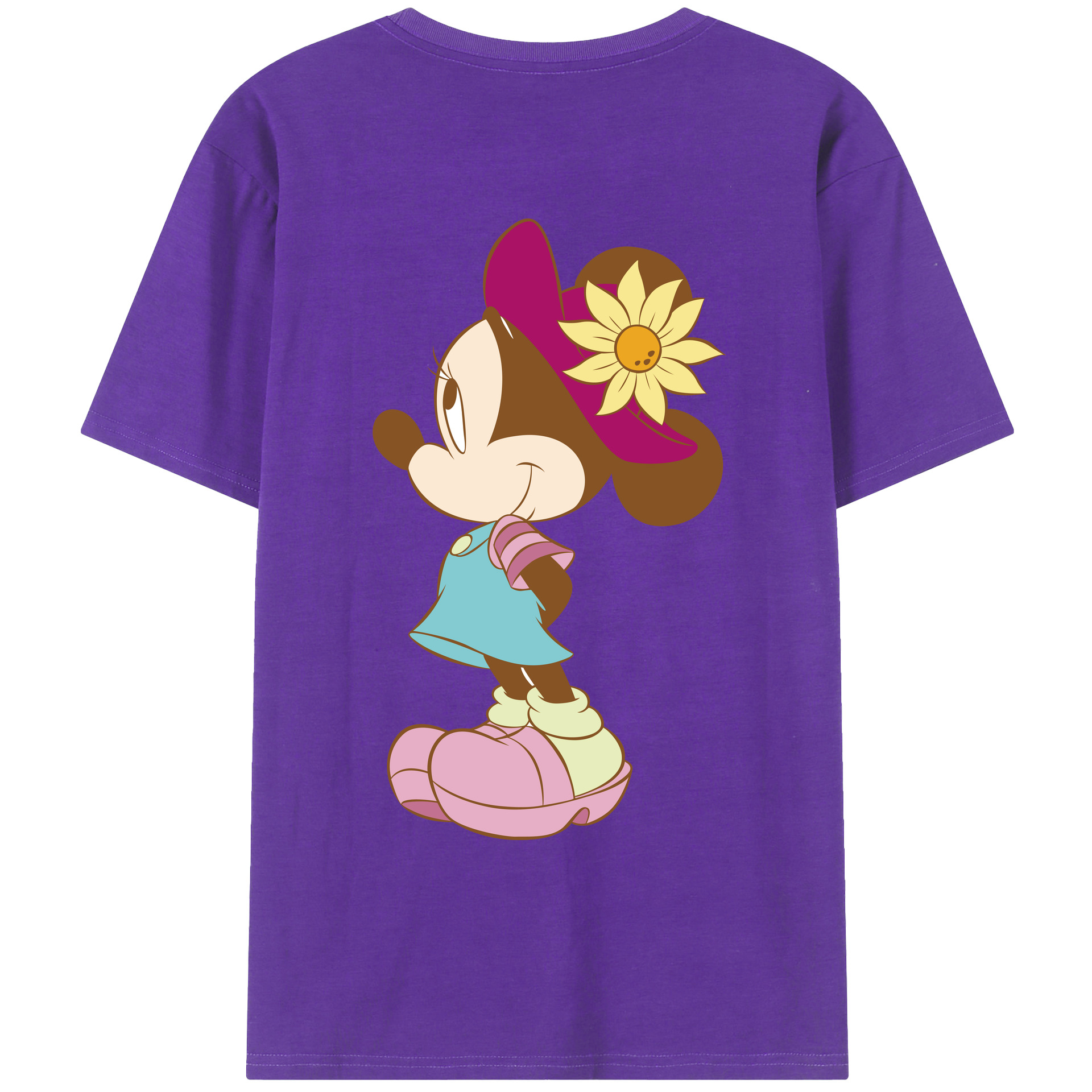 ミッキーマウス Mickey Mouse 綿100％ メンズ半袖Tシャツ（バックプリント） 通気性