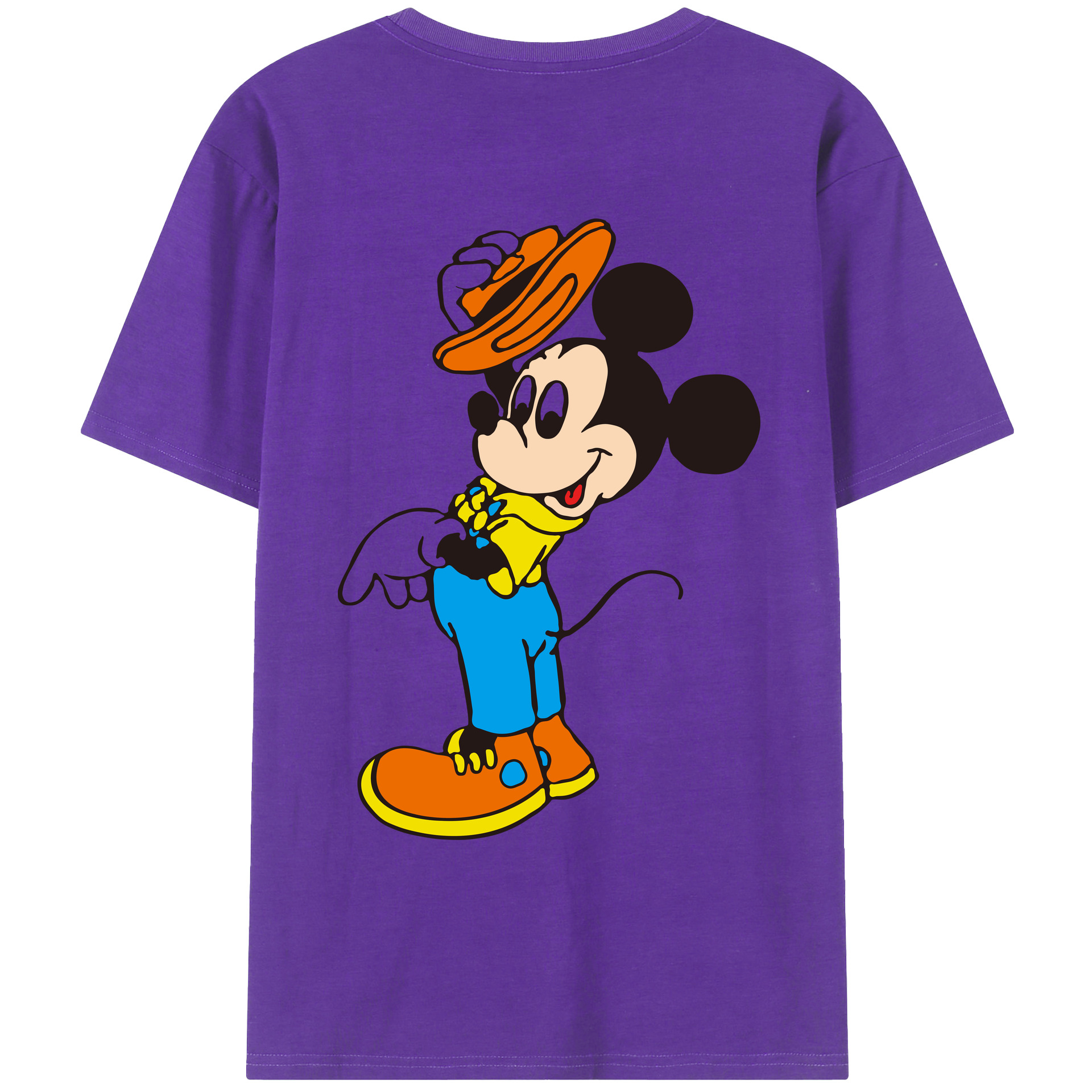 ミッキーマウス Mickey Mouse 綿100％ メンズ半袖Tシャツ（バックプリント） 通気性