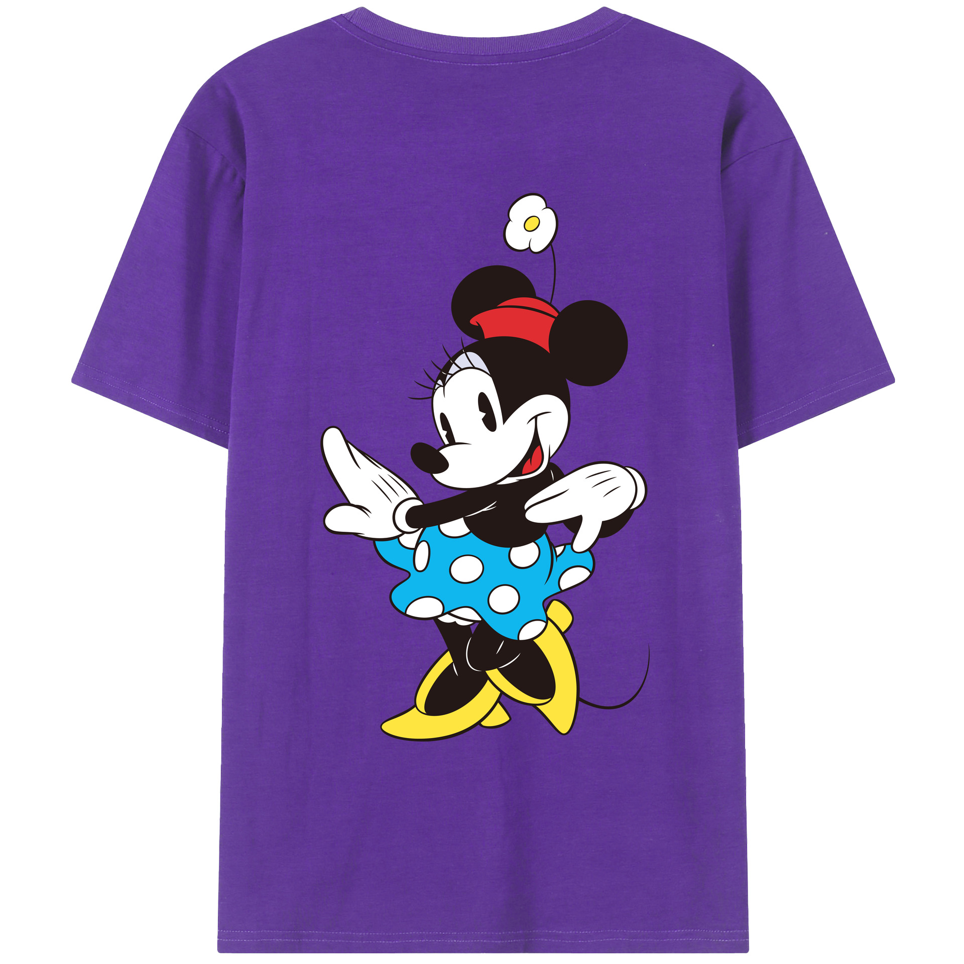 ミッキーマウス Mickey Mouse 綿100％ メンズ半袖Tシャツ（バックプリント） 通気性