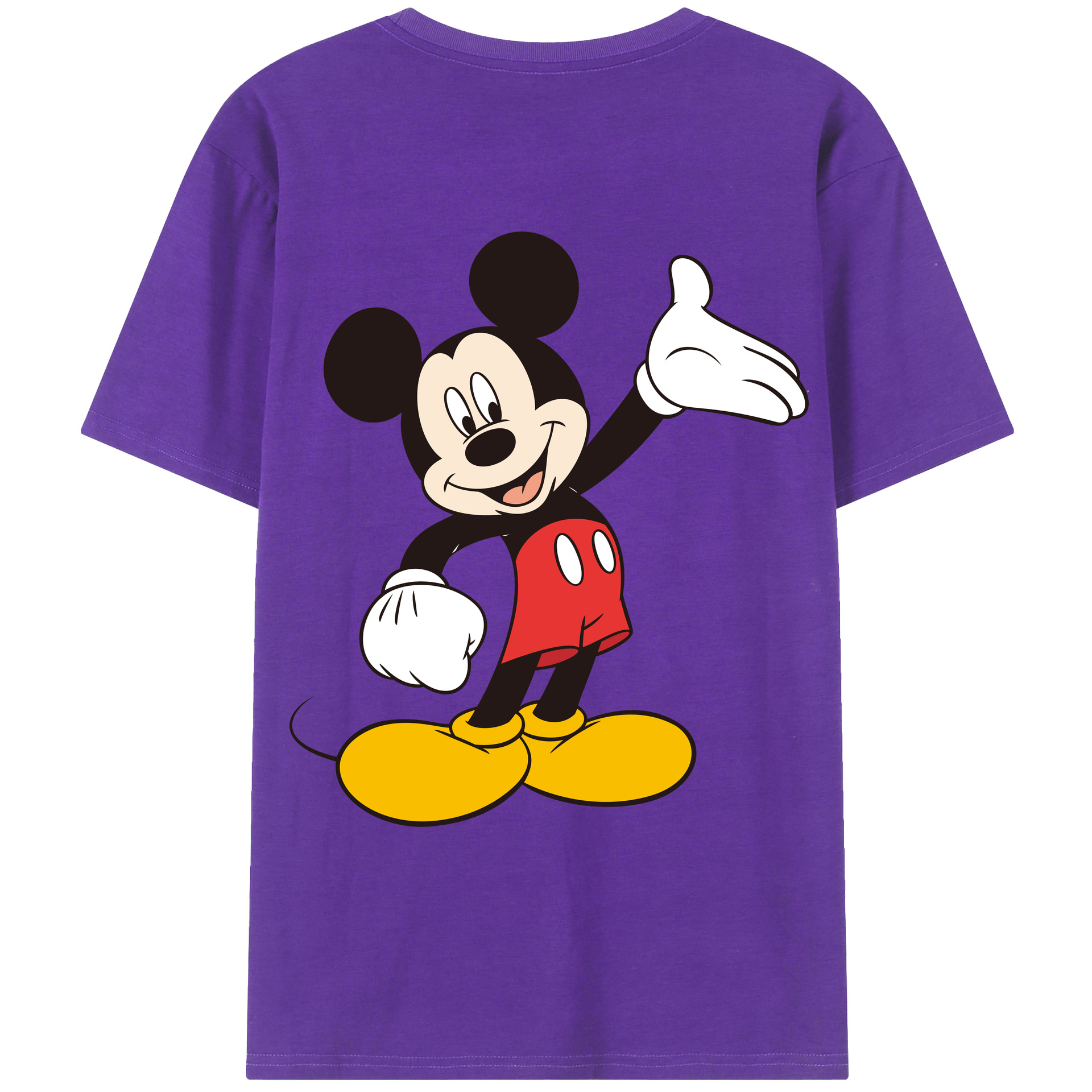 ミッキーマウス Mickey Mouse 綿100％ メンズ半袖Tシャツ（バックプリント） 通気性
