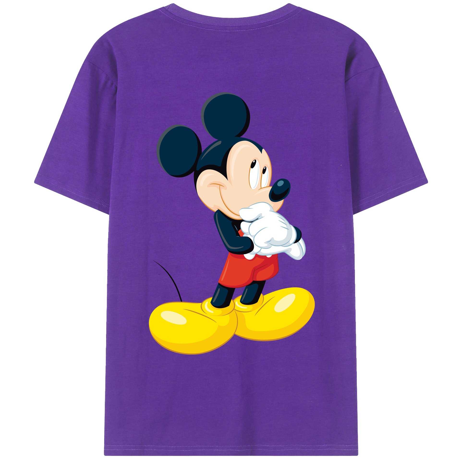 ミッキーマウス Mickey Mouse 綿100％ メンズ半袖Tシャツ（バックプリント） 通気性