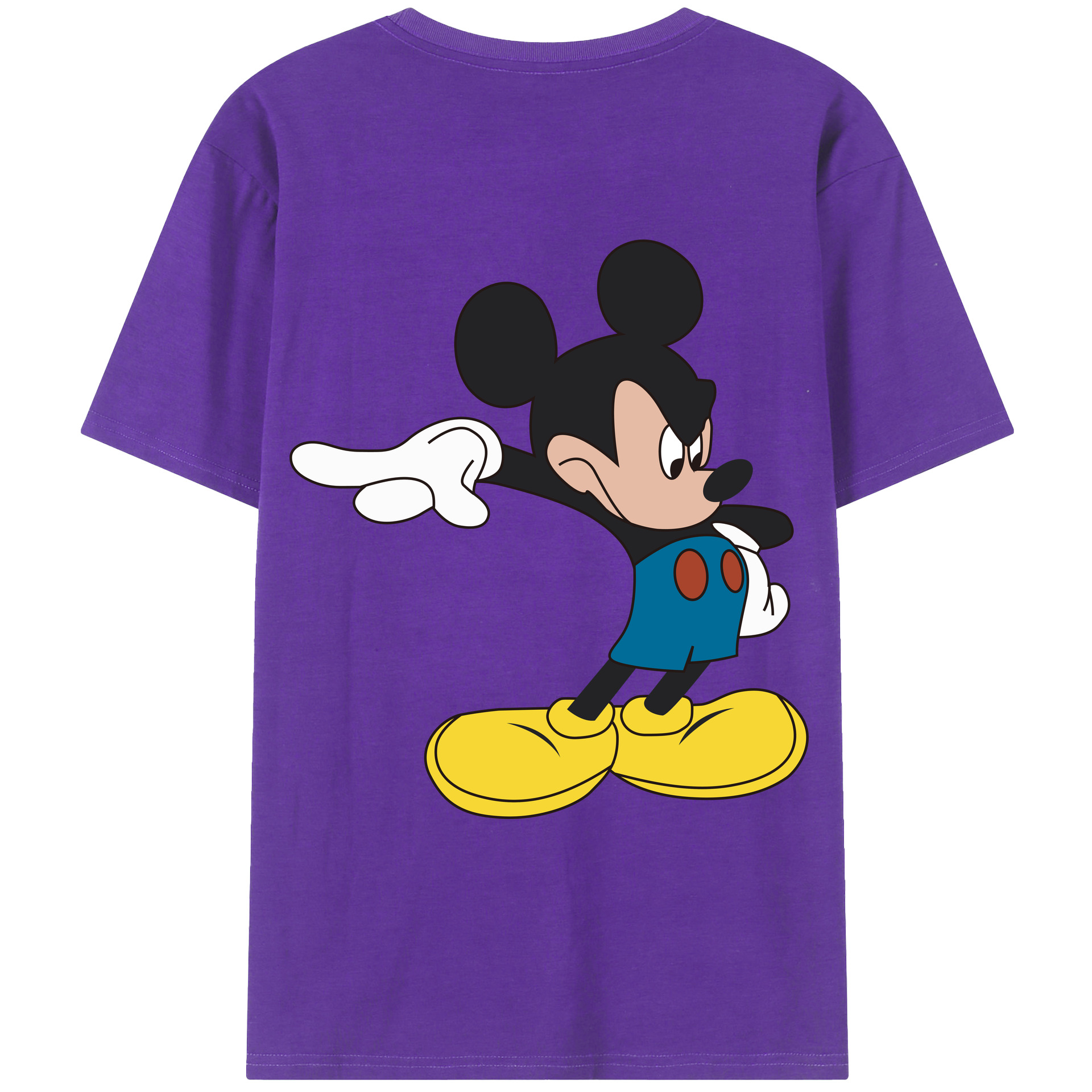 ミッキーマウス Mickey Mouse 綿100％ メンズ半袖Tシャツ（バックプリント） 通気性