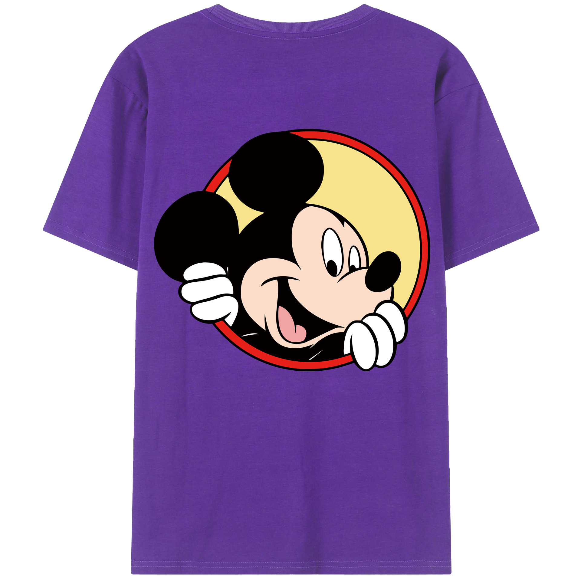 ミッキーマウス Mickey Mouse 綿100％ メンズ半袖Tシャツ（バックプリント） 通気性
