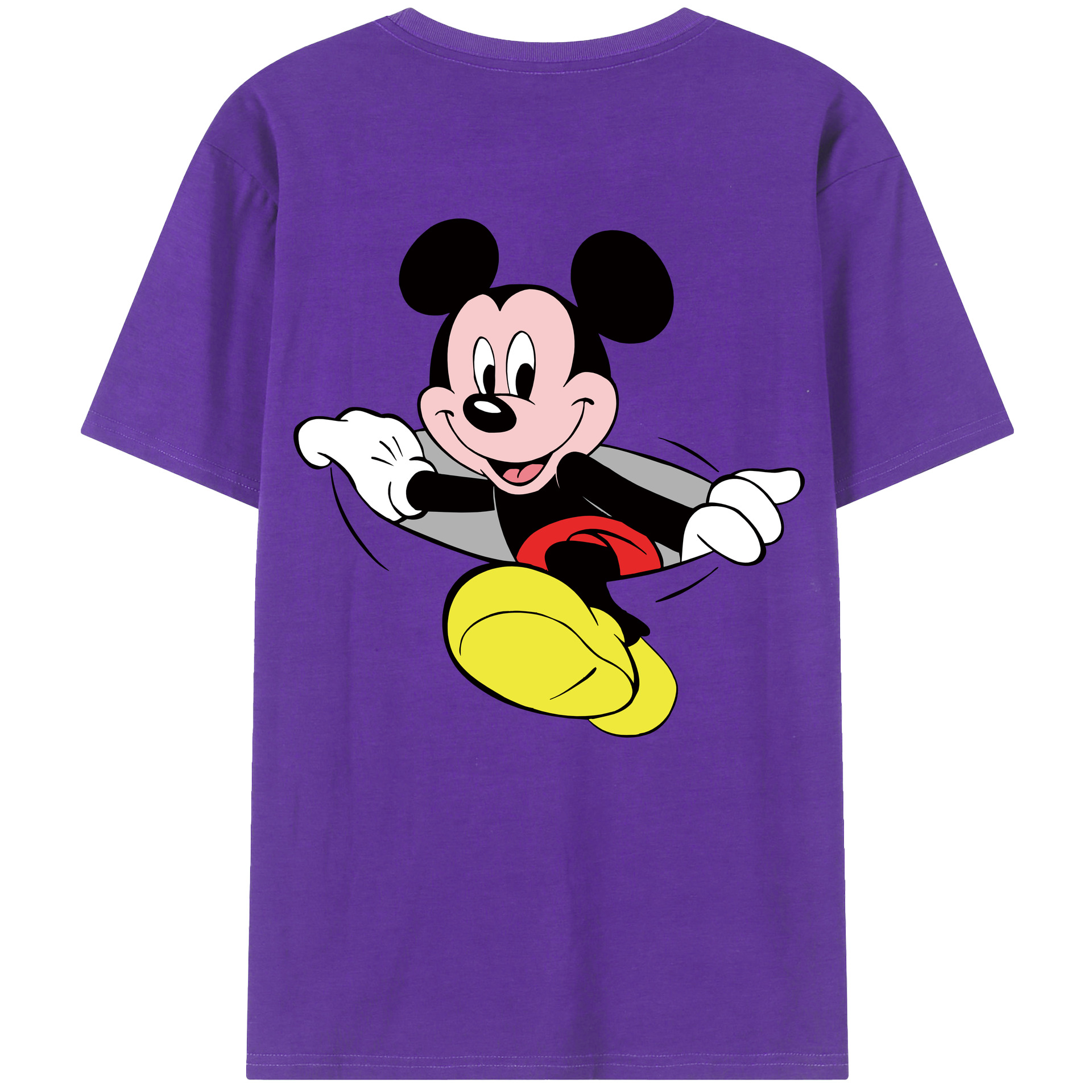 ミッキーマウス Mickey Mouse 綿100％ メンズ半袖Tシャツ（バックプリント） 通気性