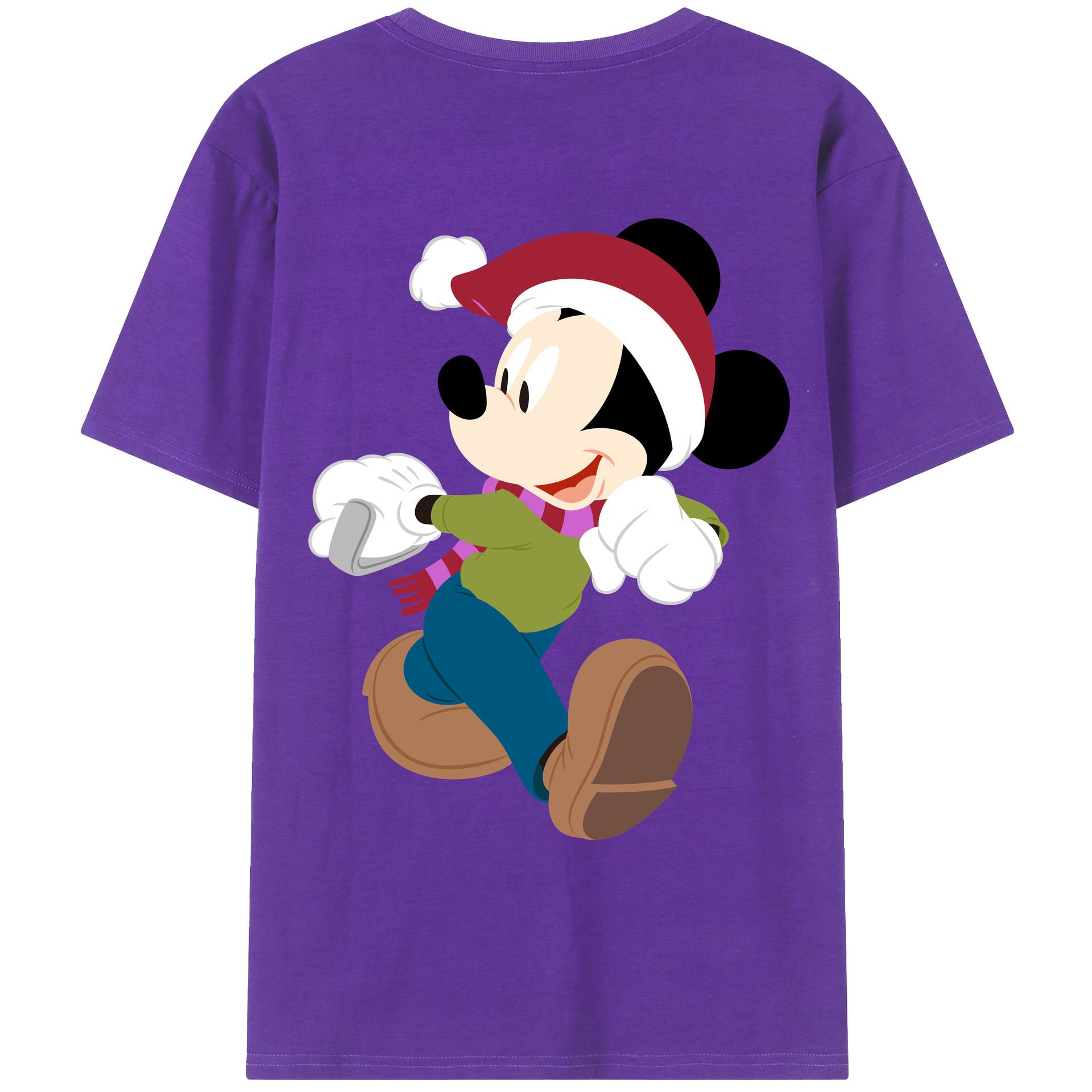 ミッキーマウス Mickey Mouse 綿100％ メンズ半袖Tシャツ（バックプリント） 通気性