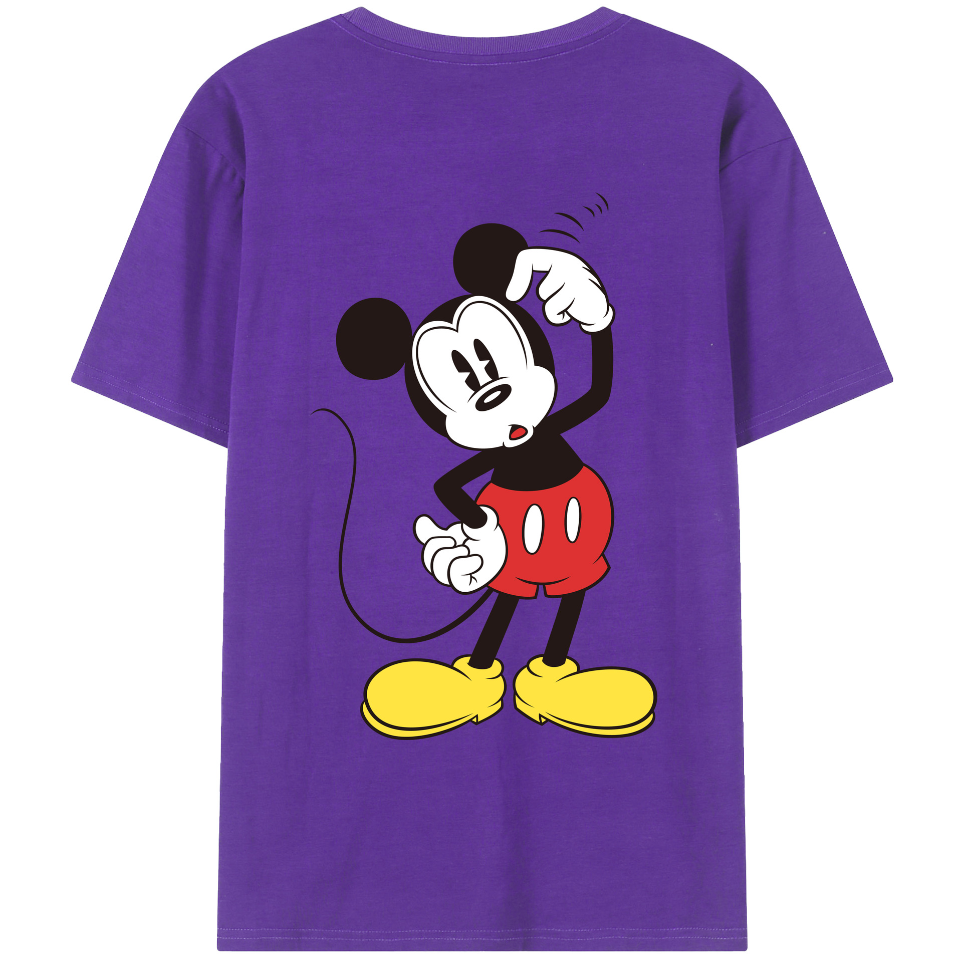 ミッキーマウス Mickey Mouse 綿100％ メンズ半袖Tシャツ（バックプリント） 通気性