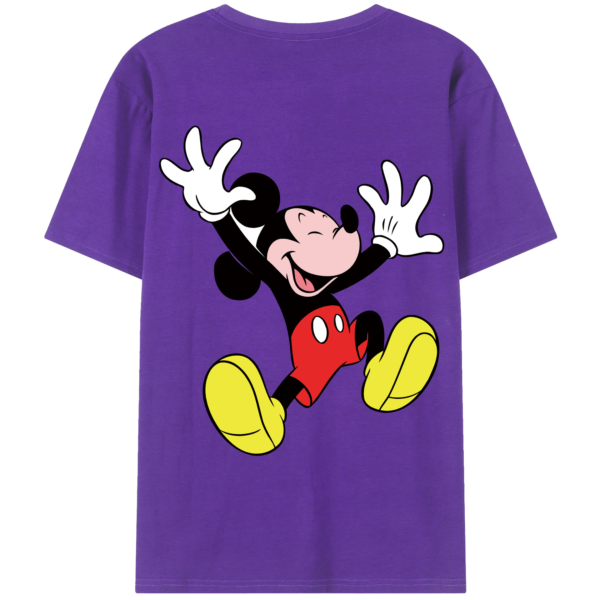 ミッキーマウス Mickey Mouse 綿100％ メンズ半袖Tシャツ（バックプリント） 通気性