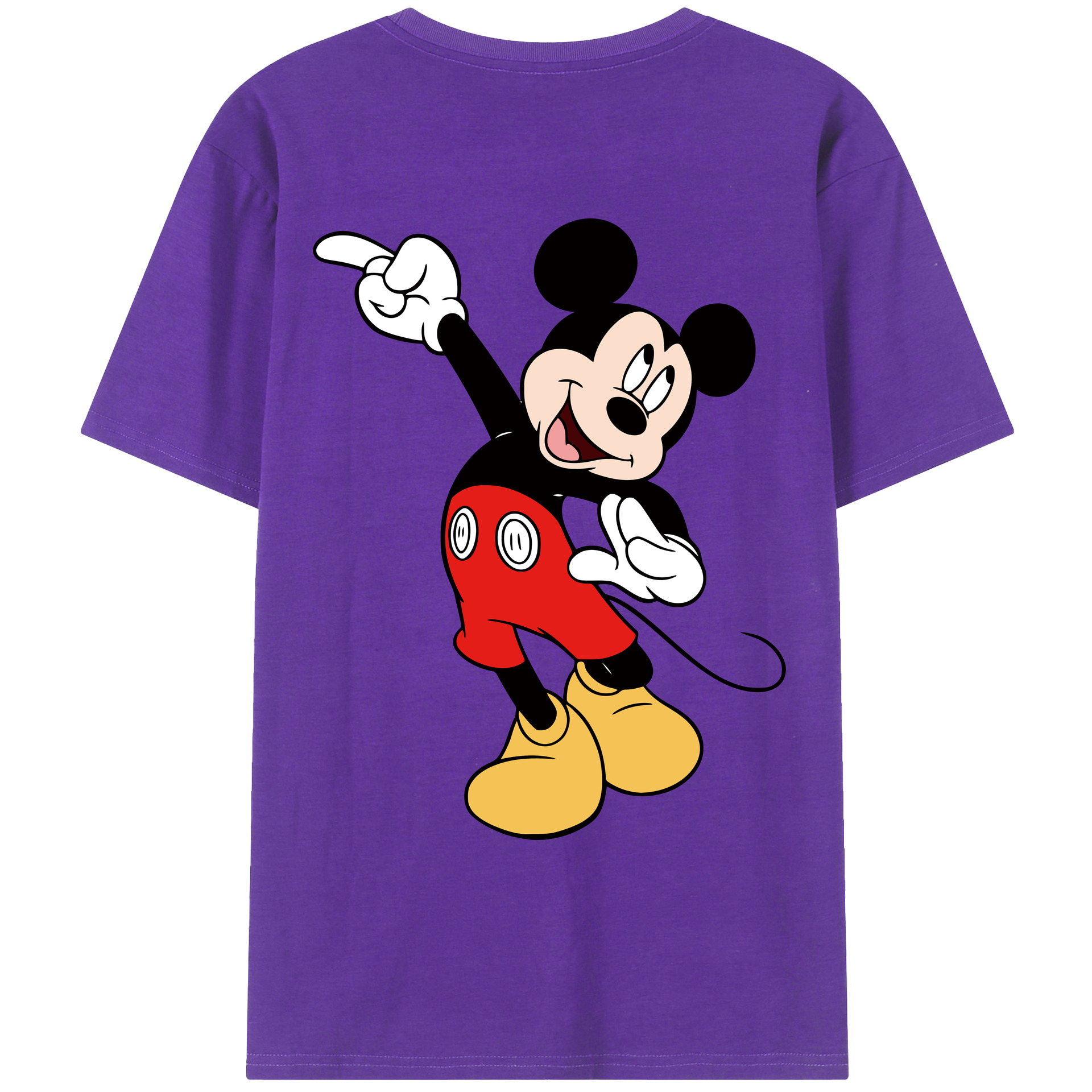 ミッキーマウス Mickey Mouse 綿100％ メンズ半袖Tシャツ（バックプリント） 通気性