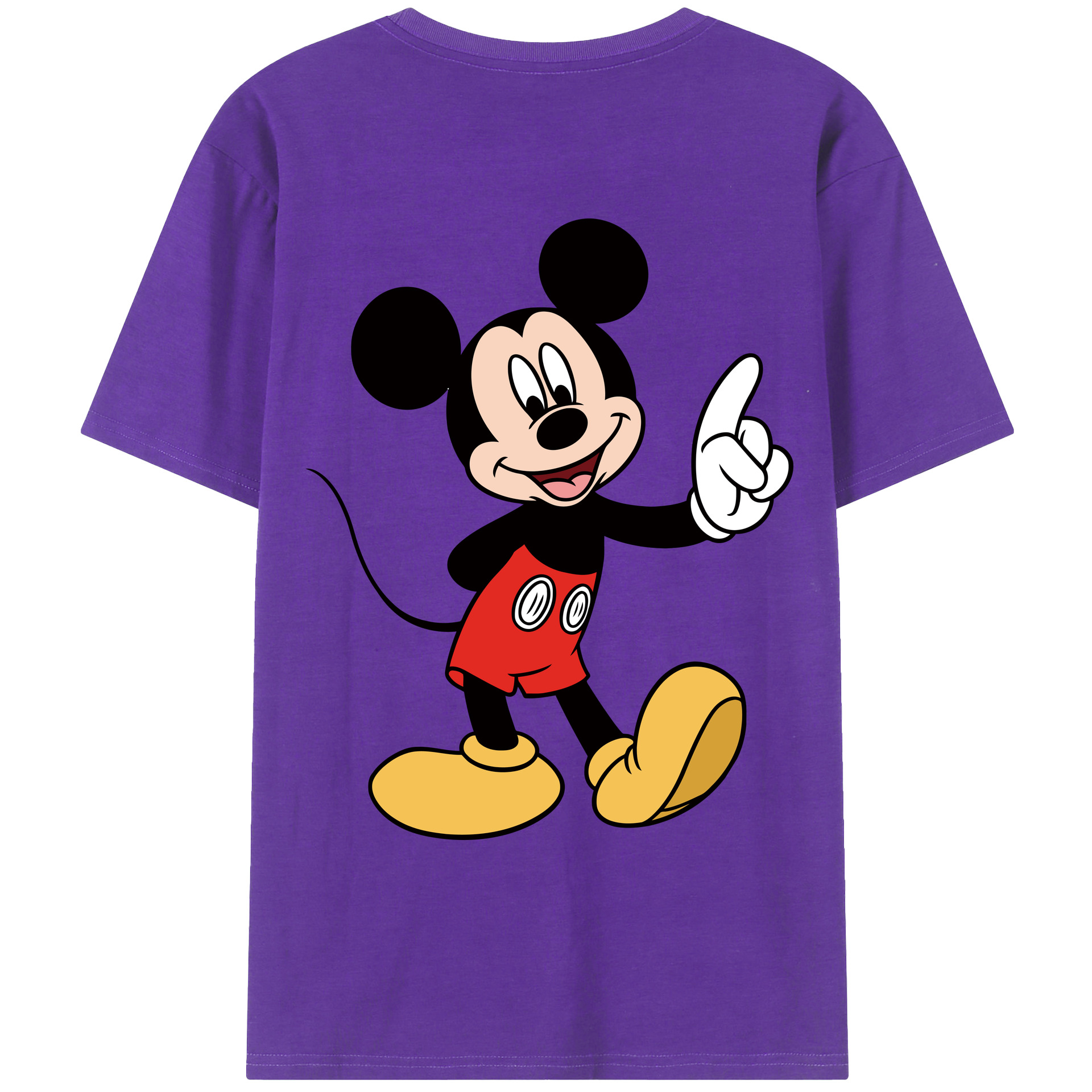ミッキーマウス Mickey Mouse 綿100％ メンズ半袖Tシャツ（バックプリント） 通気性