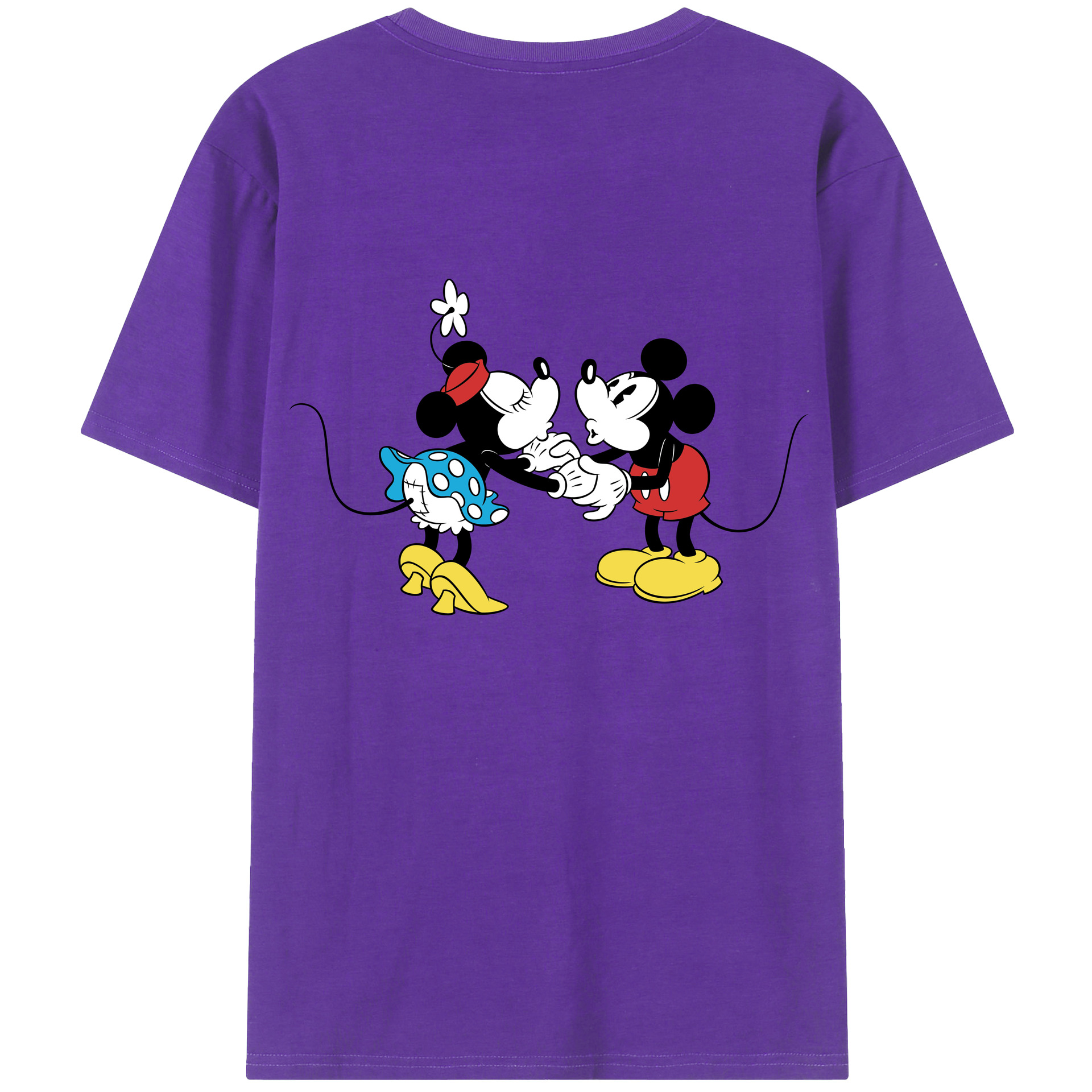 ミッキーマウス Mickey Mouse 綿100％ メンズ半袖Tシャツ（バックプリント） 通気性