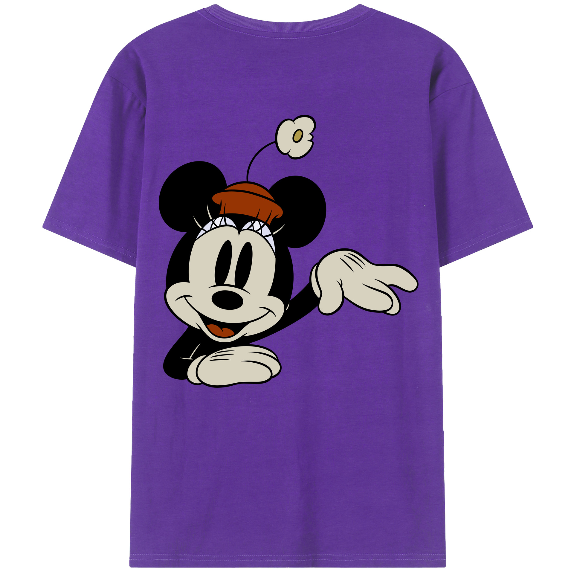 ミッキーマウス Mickey Mouse 綿100％ メンズ半袖Tシャツ（バックプリント） 通気性