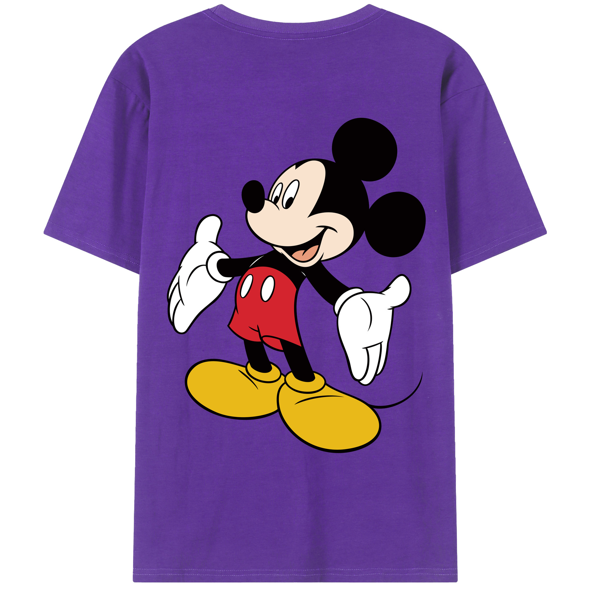 ミッキーマウス Mickey Mouse 綿100％ メンズ半袖Tシャツ（バックプリント） 通気性