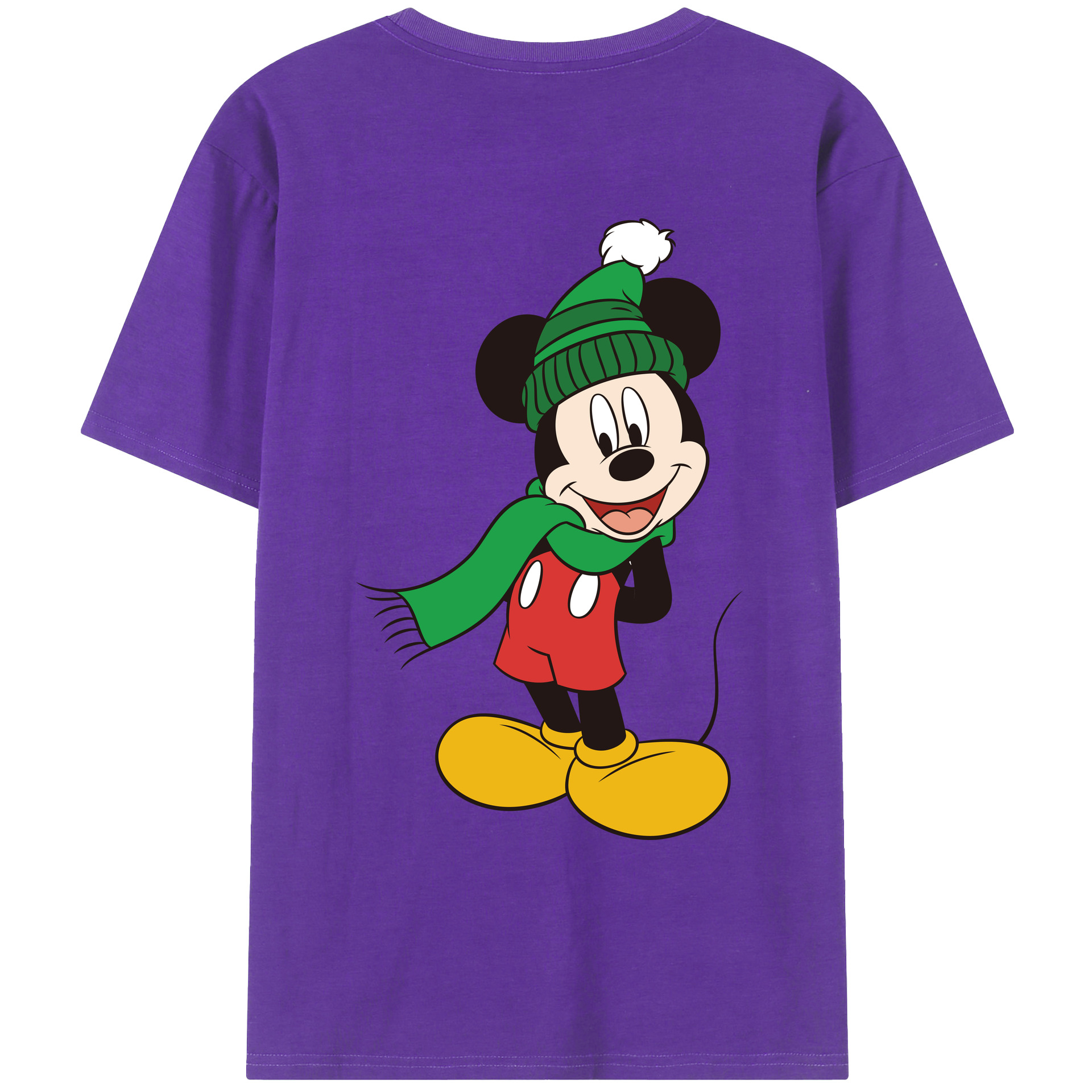 （画像用） ミッキーマウス Mickey Mouse 綿100％ メンズ半袖Tシャツ（バックプリント） 通気性