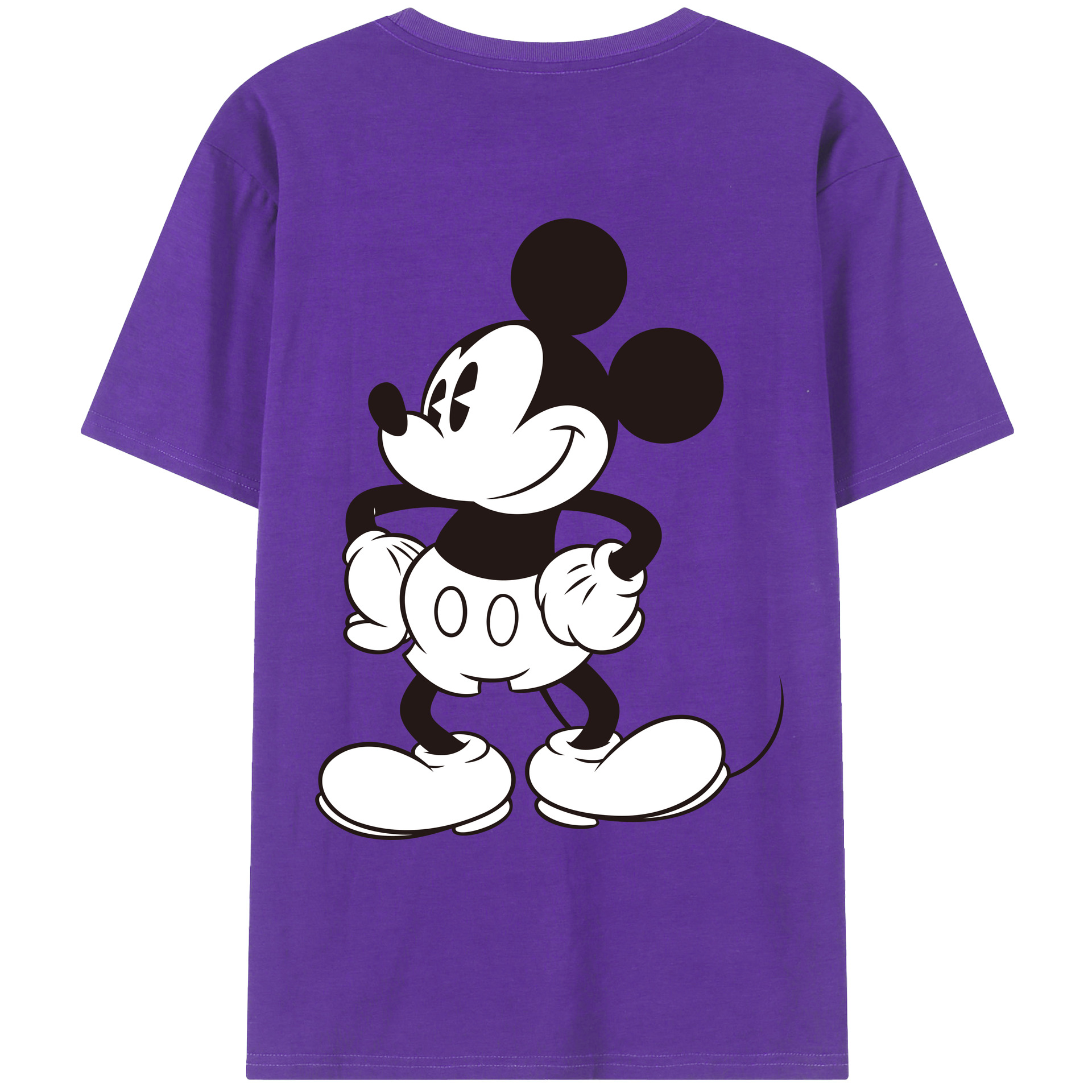 ミッキーマウス Mickey Mouse 綿100％ メンズ半袖Tシャツ（バックプリント） 通気性