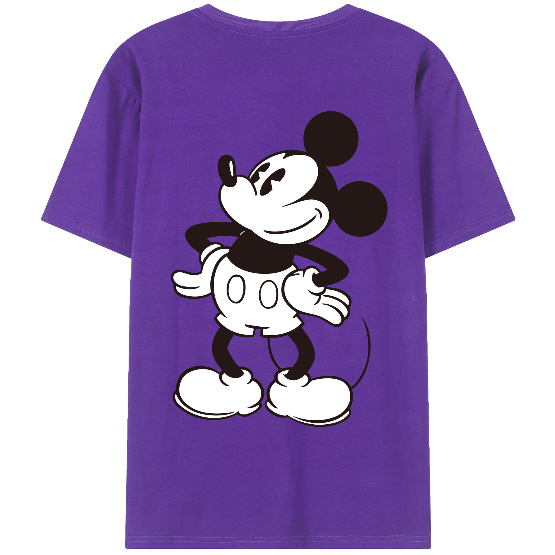 ミッキーマウス Mickey Mouse 綿100％ メンズ半袖Tシャツ（バックプリント） 通気性