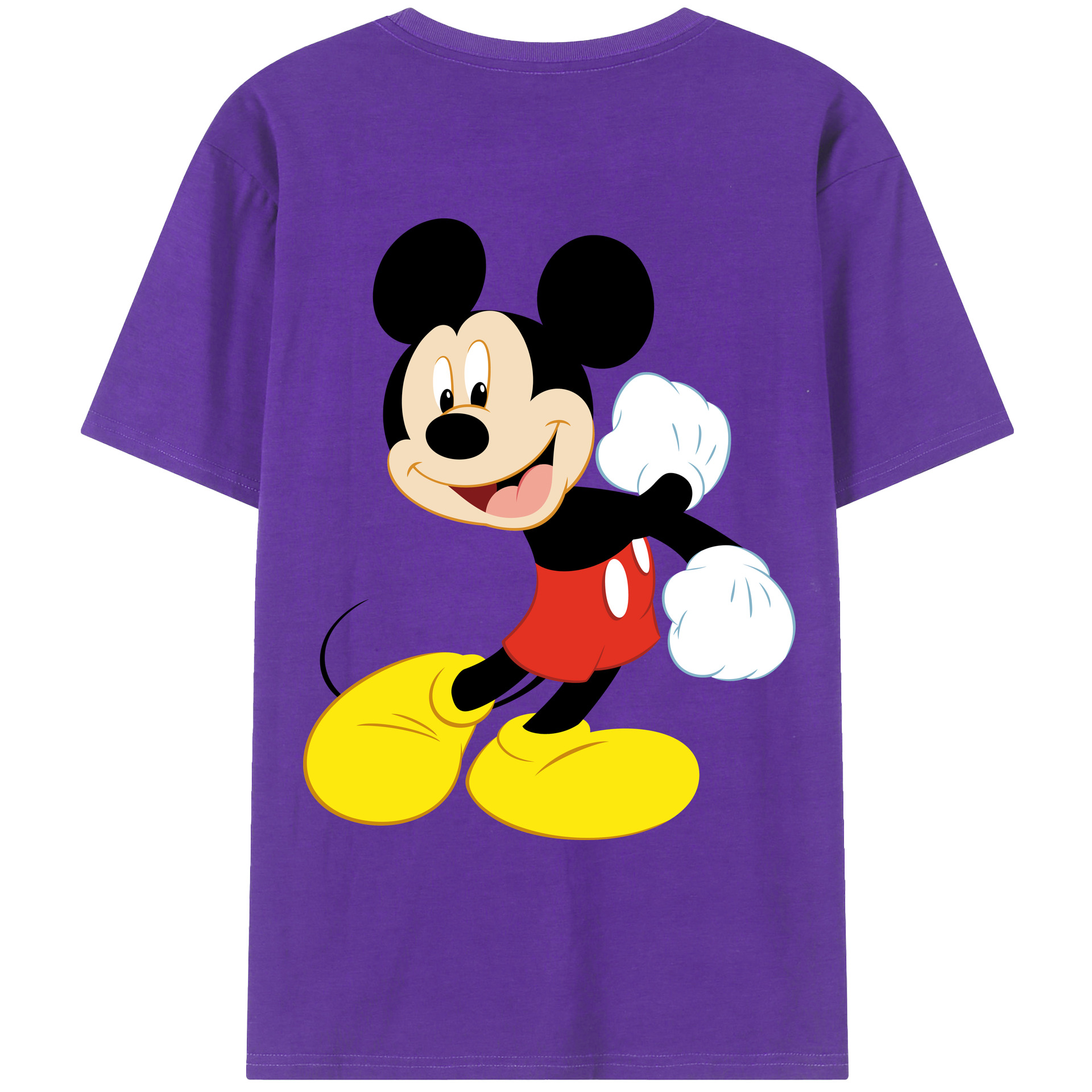 ミッキーマウス Mickey Mouse 綿100％ メンズ半袖Tシャツ（バックプリント） 通気性