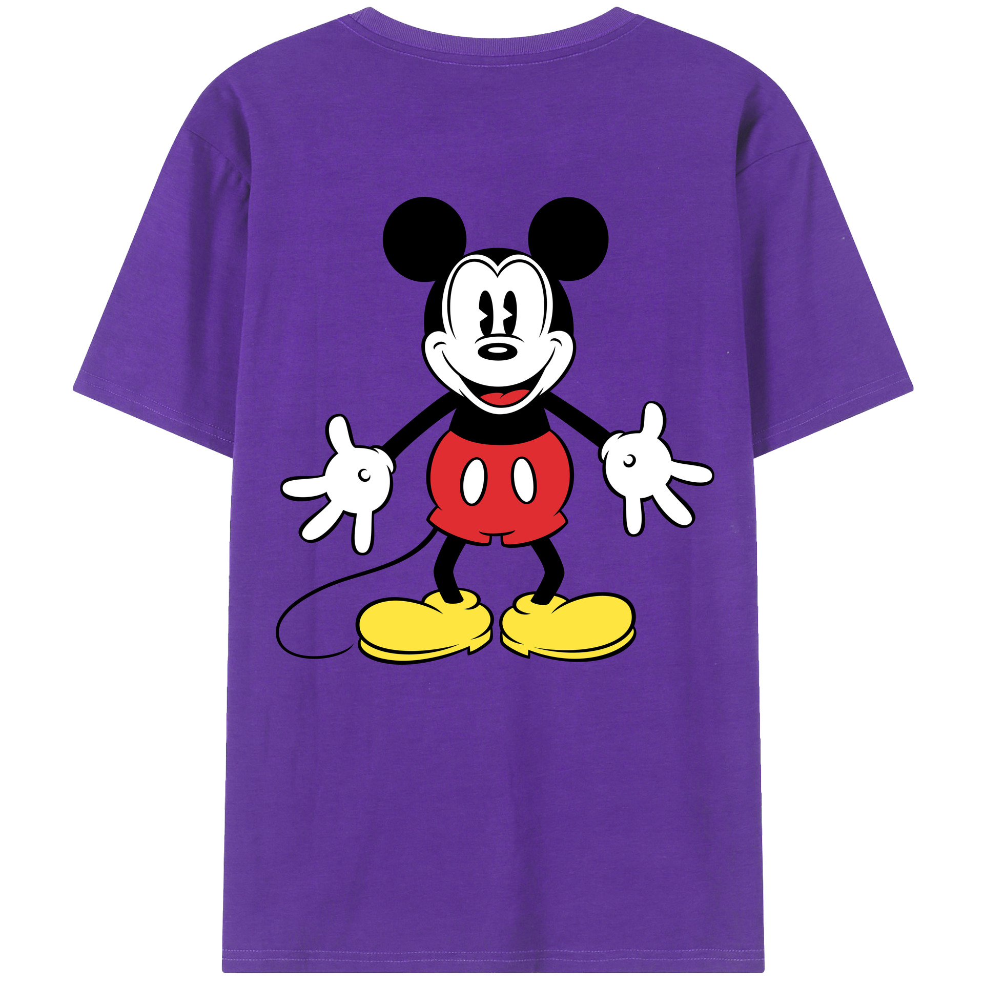 ミッキーマウス Mickey Mouse 綿100％ メンズ半袖Tシャツ（バックプリント） 通気性