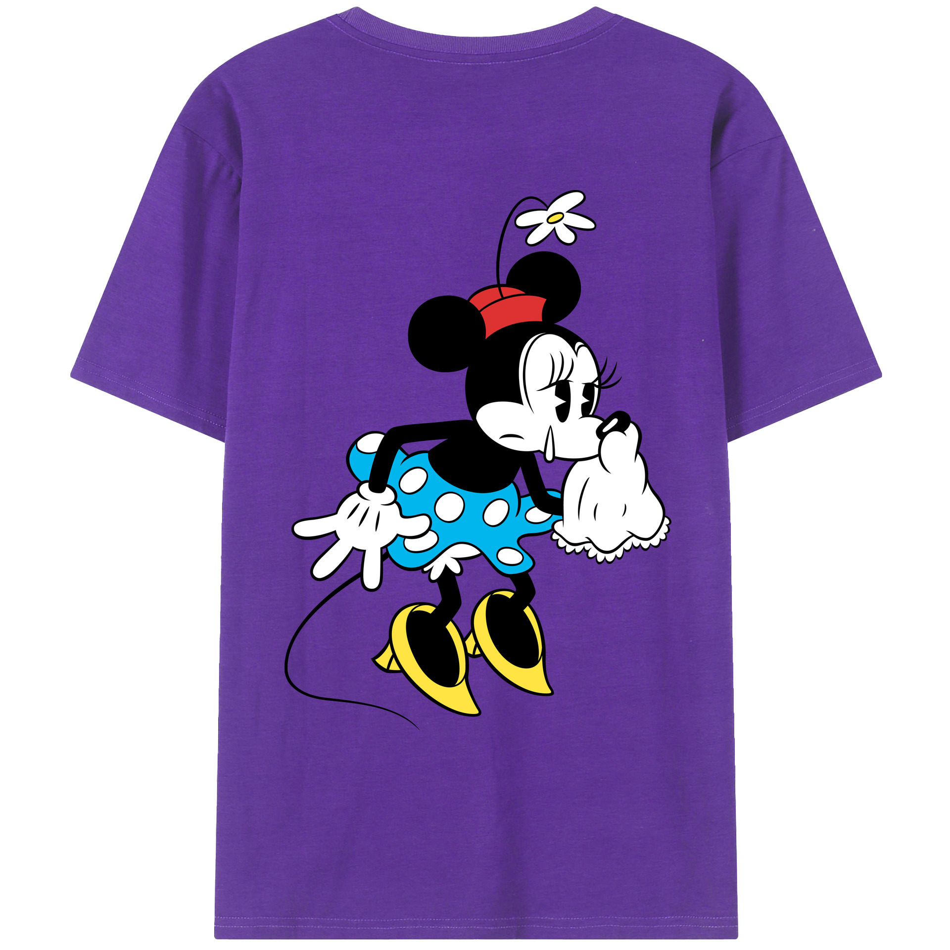 ミッキーマウス Mickey Mouse 綿100％ メンズ半袖Tシャツ（バックプリント） 通気性