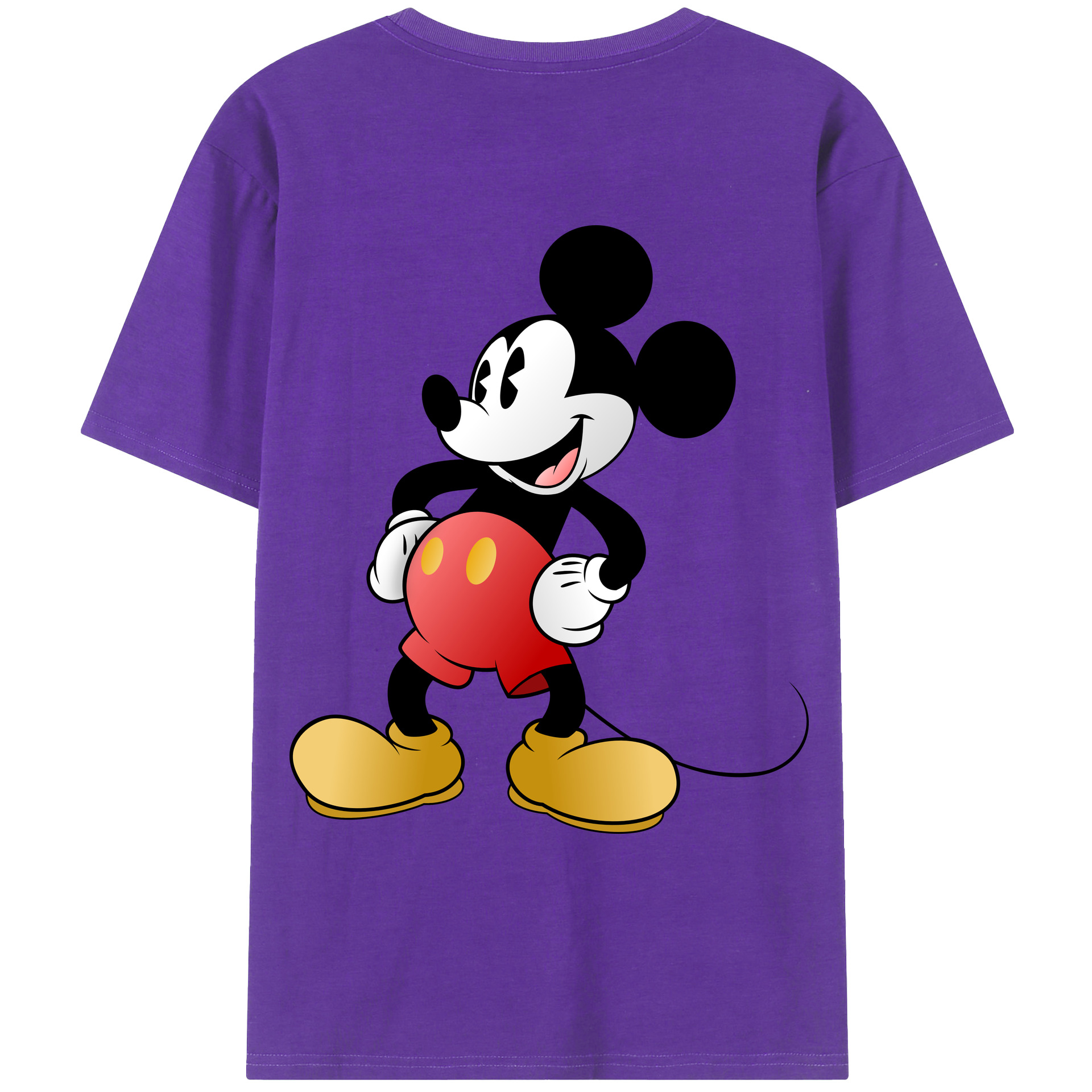 ミッキーマウス Mickey Mouse 綿100％ メンズ半袖Tシャツ（バックプリント） 通気性
