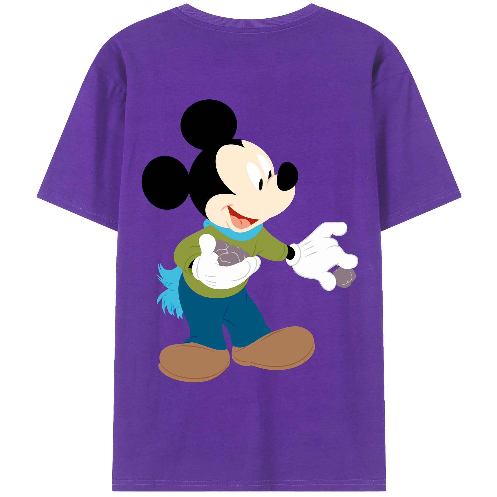 ミッキーマウス Mickey Mouse 綿100％ メンズ半袖Tシャツ（バックプリント） 通気性