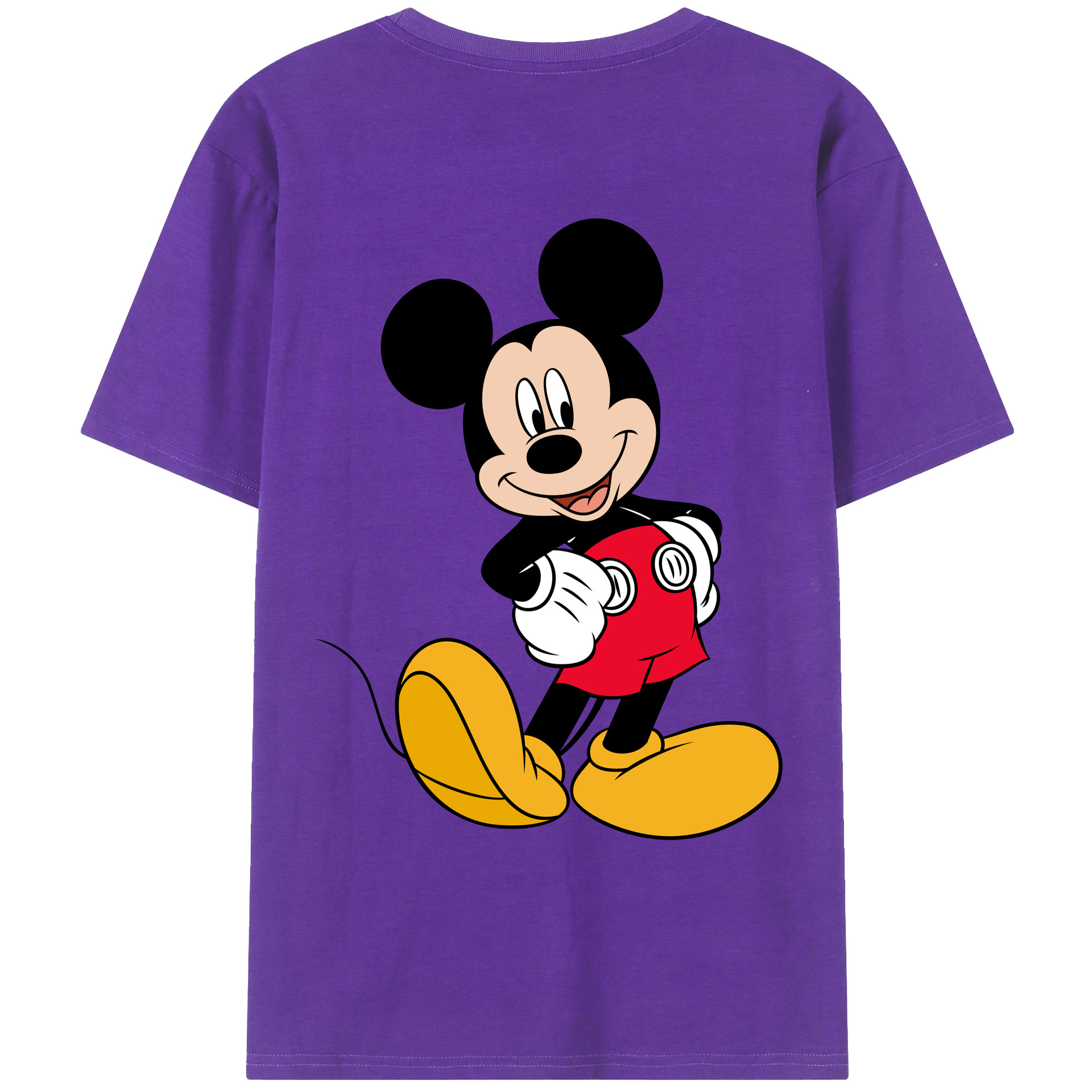 ミッキーマウス Mickey Mouse 綿100％ メンズ半袖Tシャツ（バックプリント） 通気性