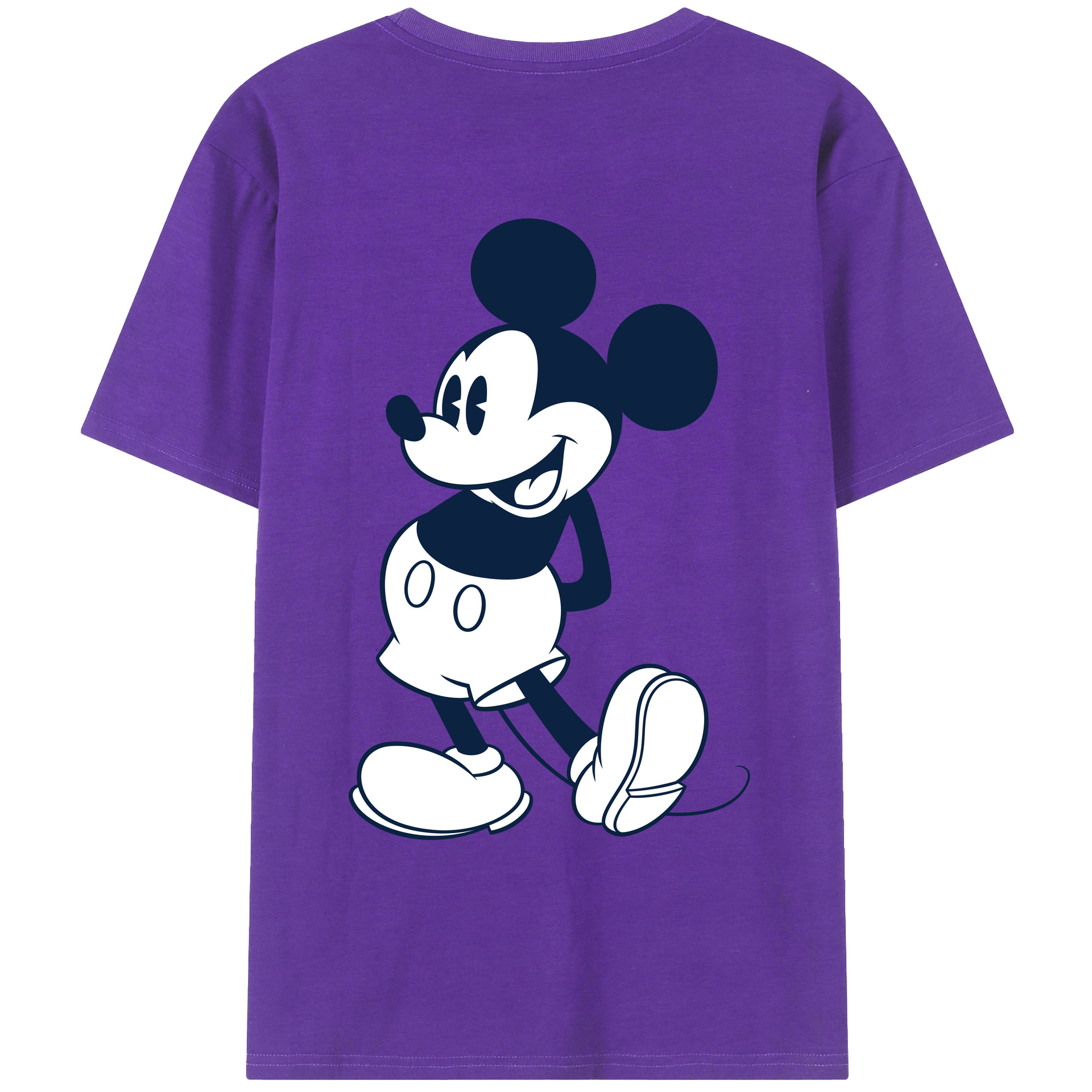 ミッキーマウス Mickey Mouse 綿100％ メンズ半袖Tシャツ（バックプリント） 通気性