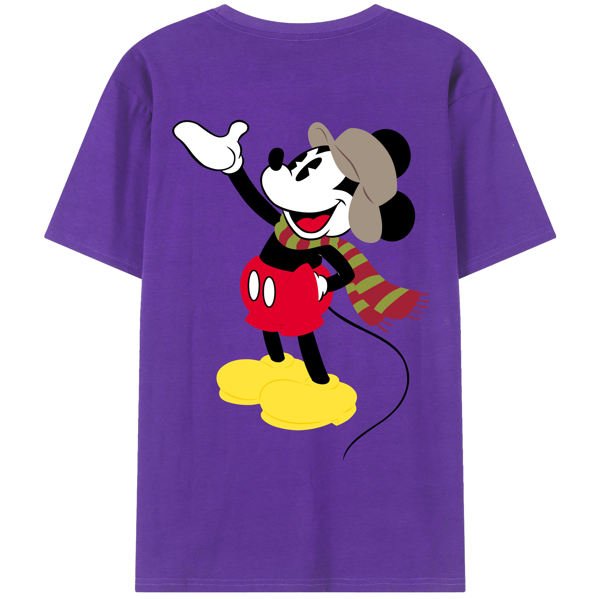 ミッキーマウス Mickey Mouse 綿100％ メンズ半袖Tシャツ（バックプリント） 通気性