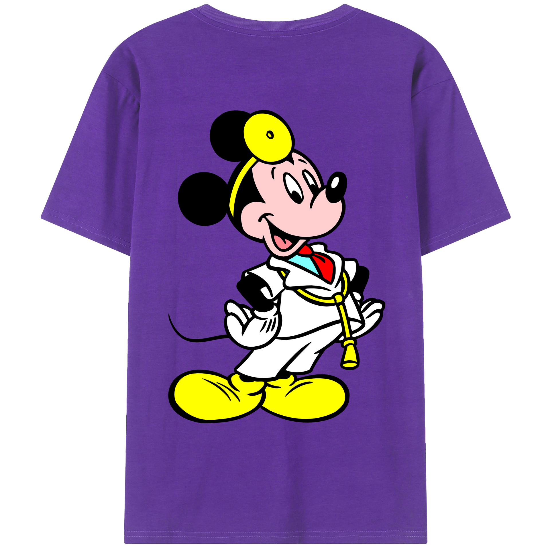 ミッキーマウス Mickey Mouse 綿100％ メンズ半袖Tシャツ（バックプリント） 通気性