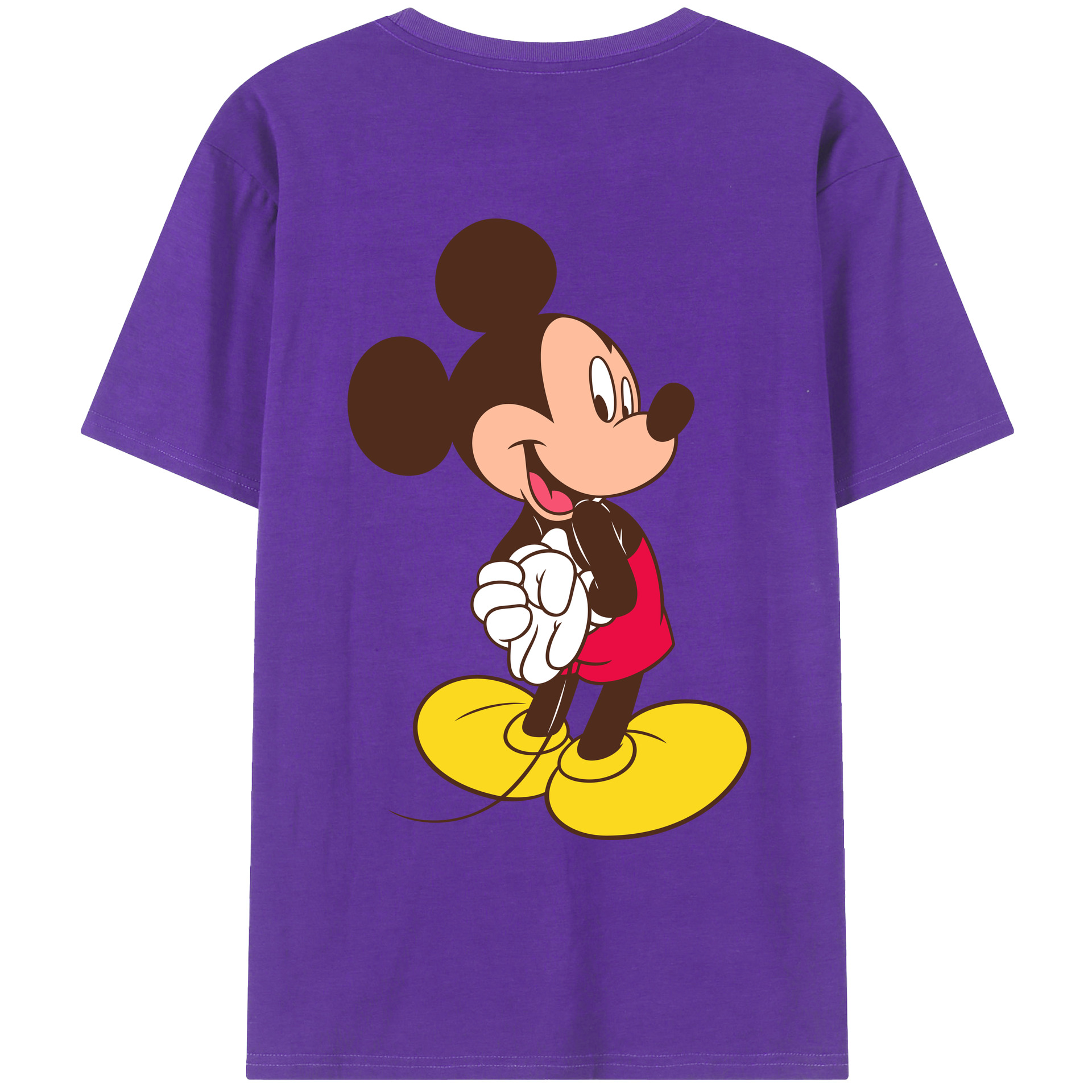 ミッキーマウス Mickey Mouse 綿100％ メンズ半袖Tシャツ（バックプリント） 通気性