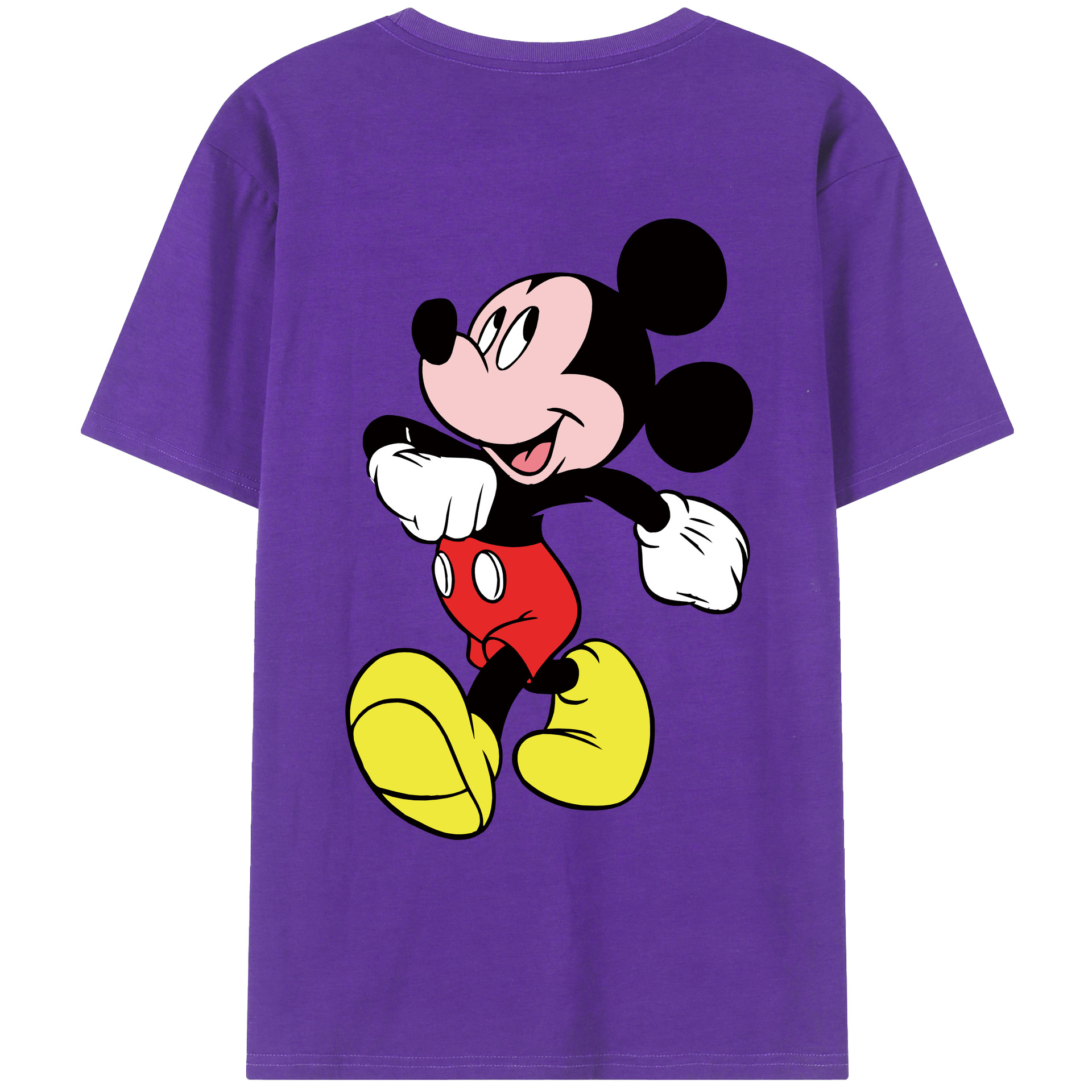 ミッキーマウス Mickey Mouse 綿100％ メンズ半袖Tシャツ（バックプリント） 通気性
