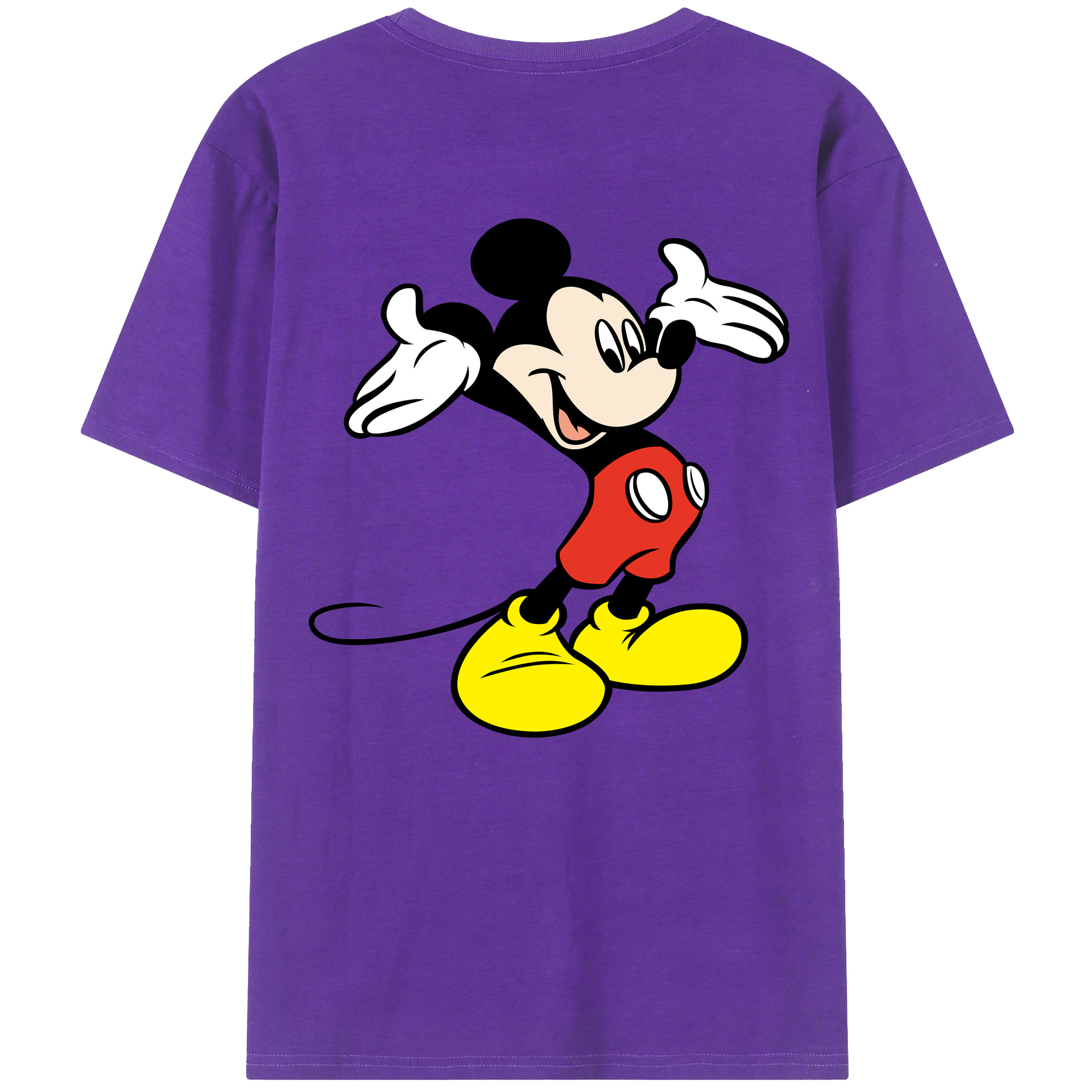 ミッキーマウス Mickey Mouse 綿100％ メンズ半袖Tシャツ（バックプリント） 通気性