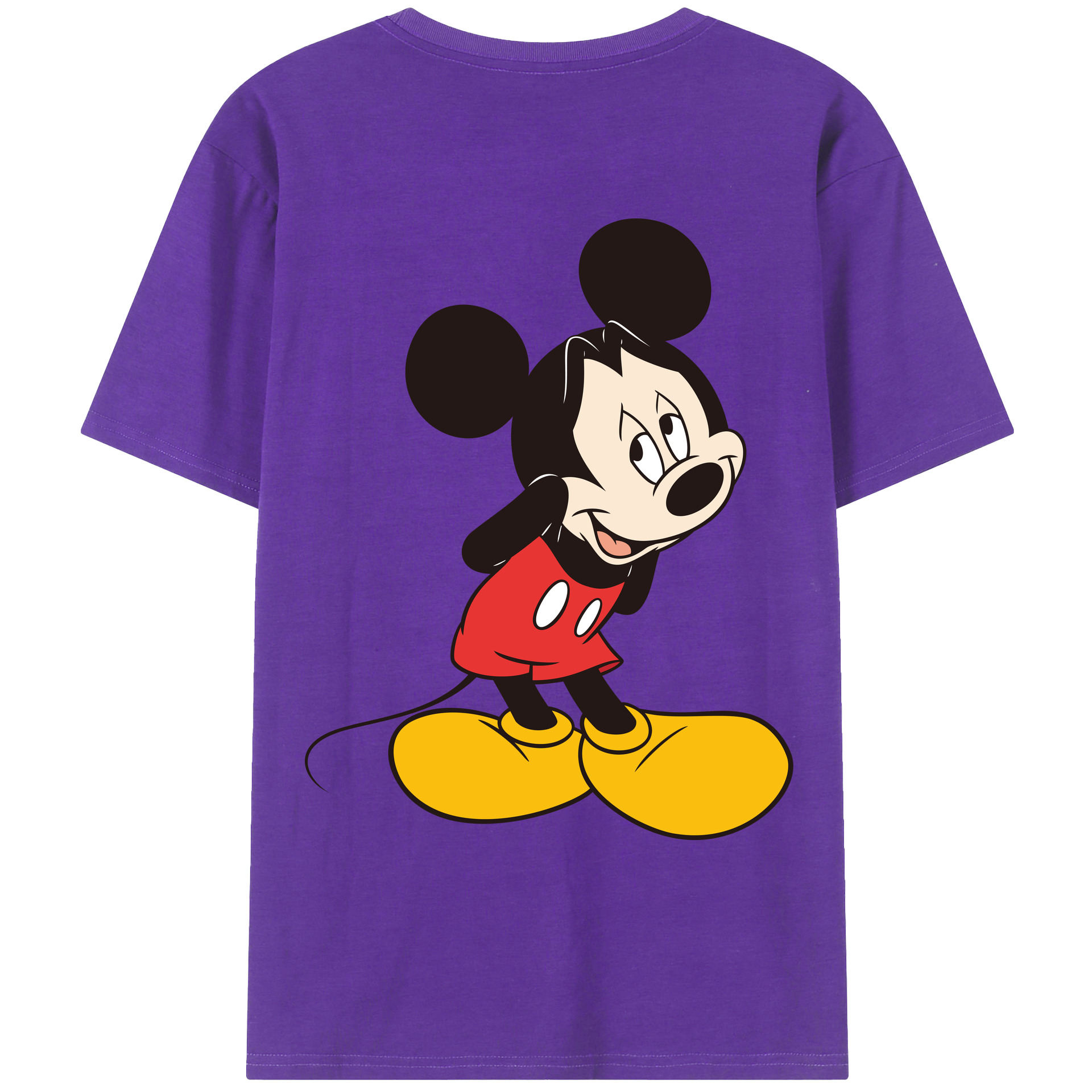 ミッキーマウス Mickey Mouse 綿100％ メンズ半袖Tシャツ（バックプリント） 通気性