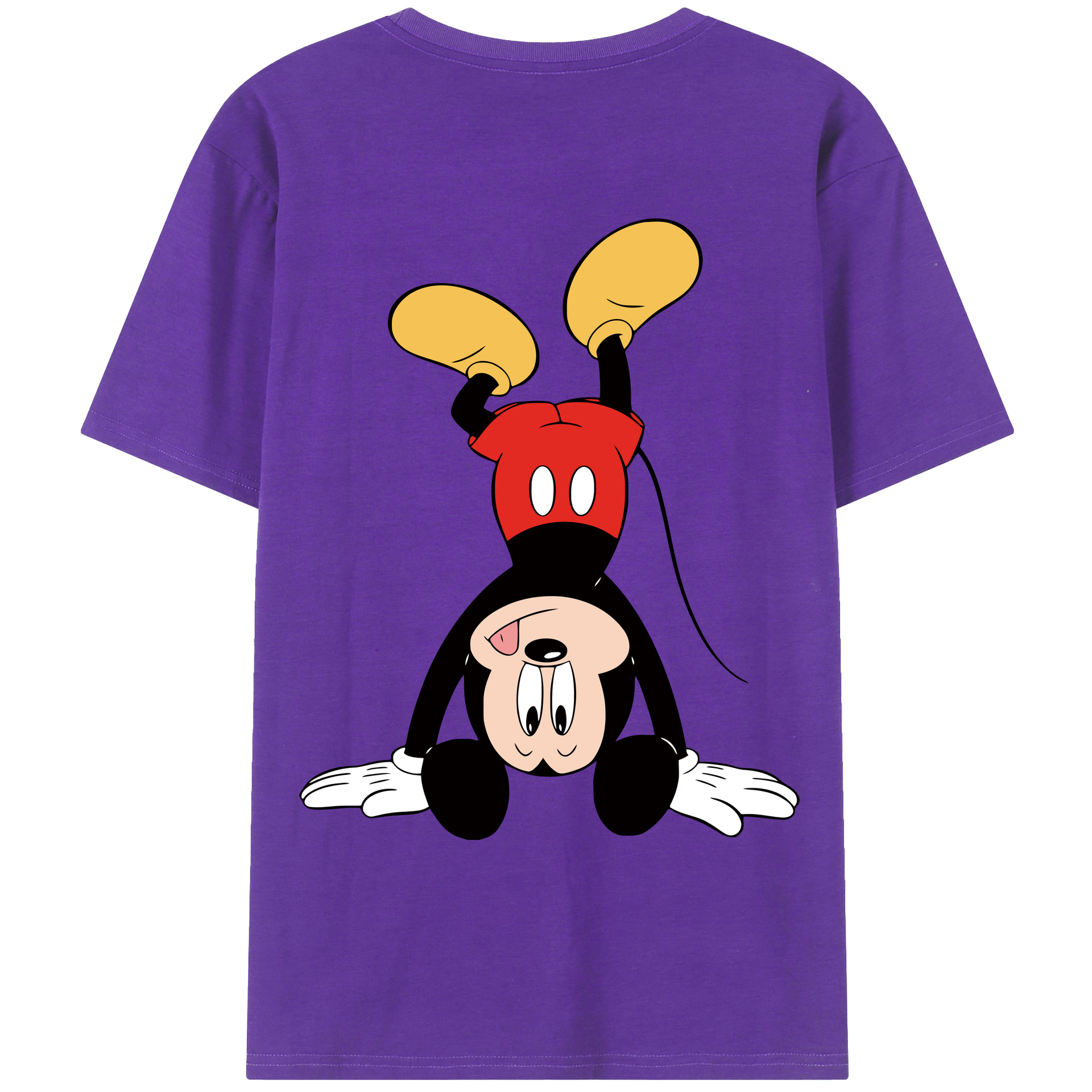 ミッキーマウス Mickey Mouse 綿100％ メンズ半袖Tシャツ（バックプリント） 通気性