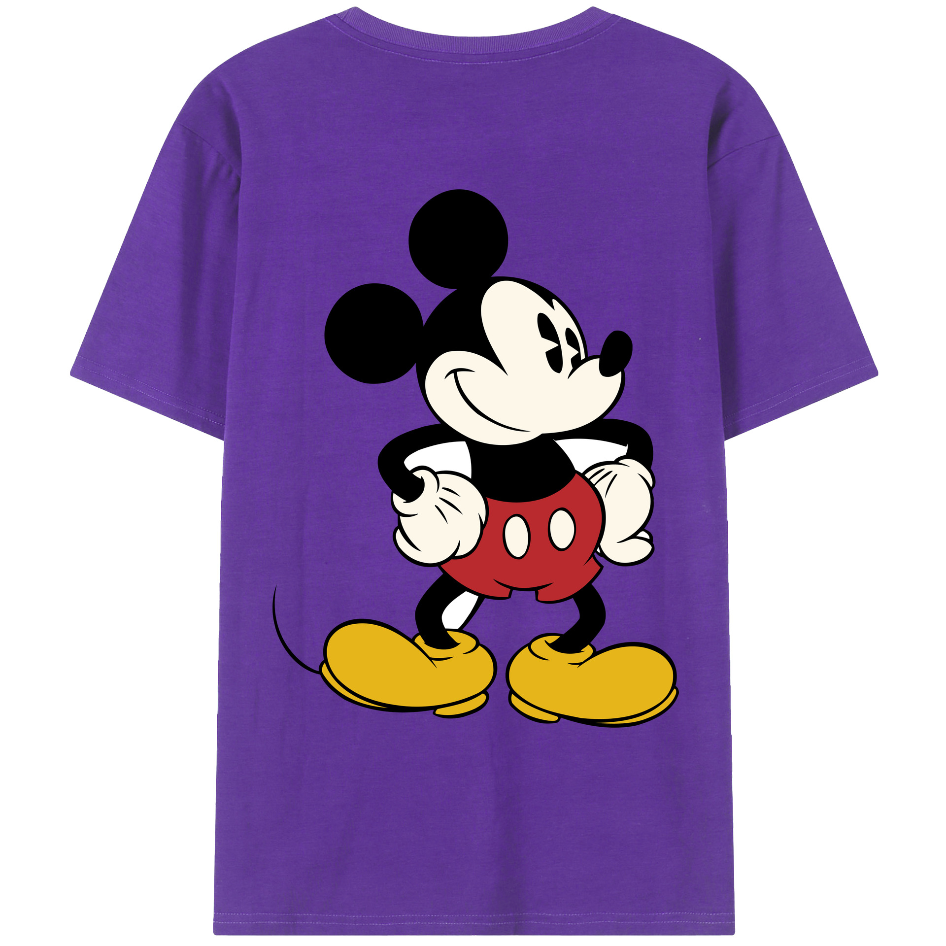 ミッキーマウス Mickey Mouse 綿100％ メンズ半袖Tシャツ（バックプリント） 通気性