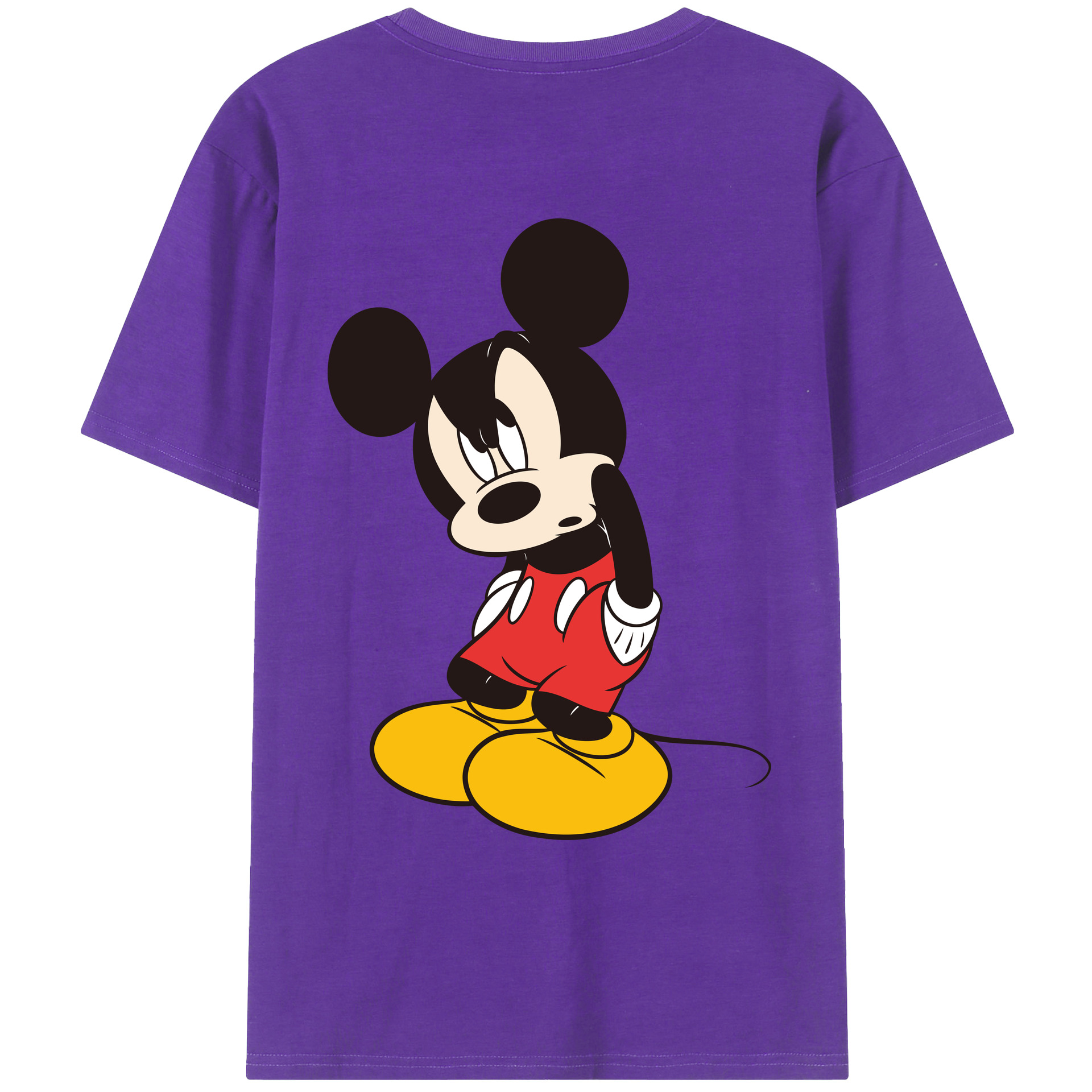 ミッキーマウス Mickey Mouse 綿100％ メンズ半袖Tシャツ（バックプリント） 通気性