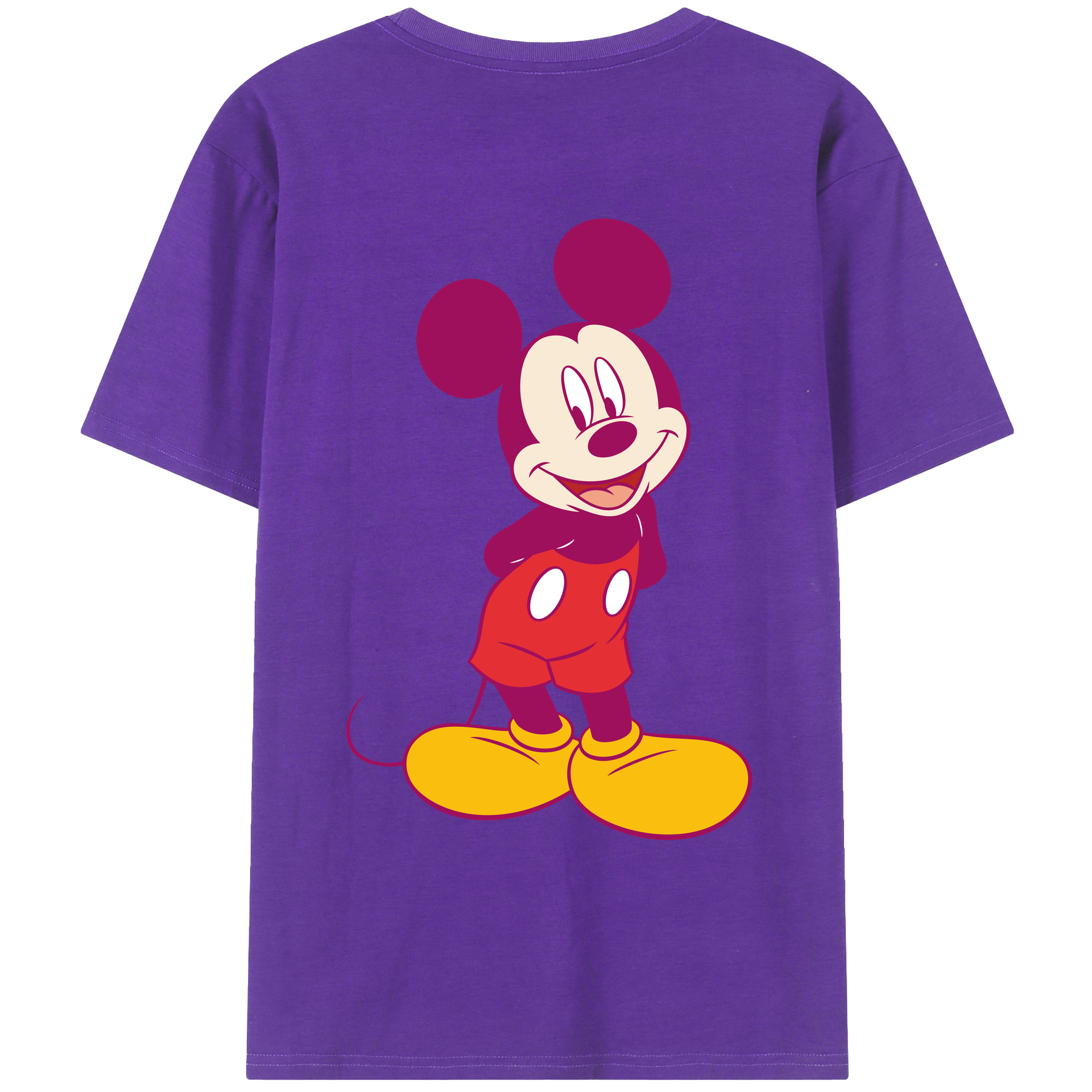 ミッキーマウス Mickey Mouse 綿100％ メンズ半袖Tシャツ（バックプリント） 通気性