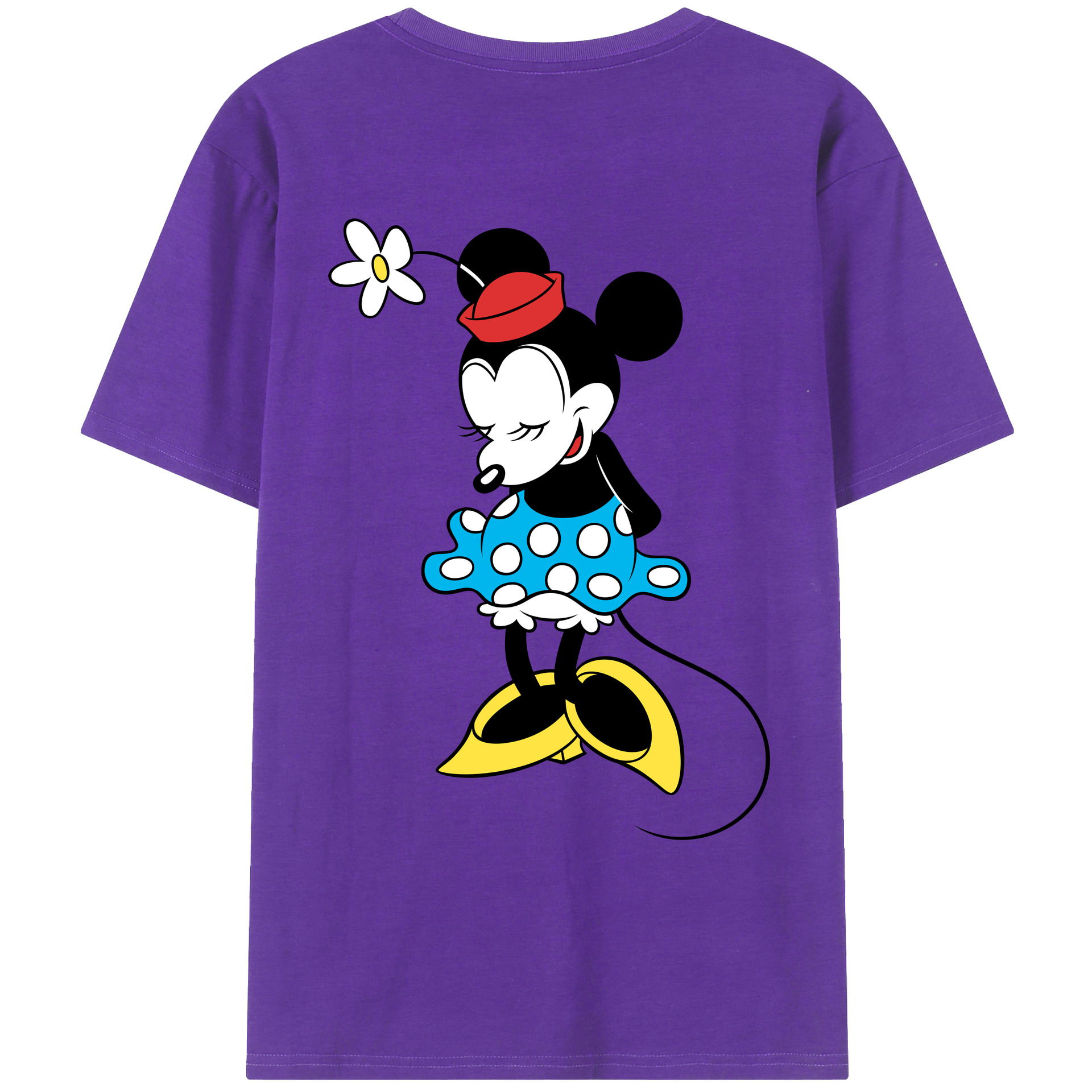 ミッキーマウス Mickey Mouse 綿100％ メンズ半袖Tシャツ（バックプリント） 通気性