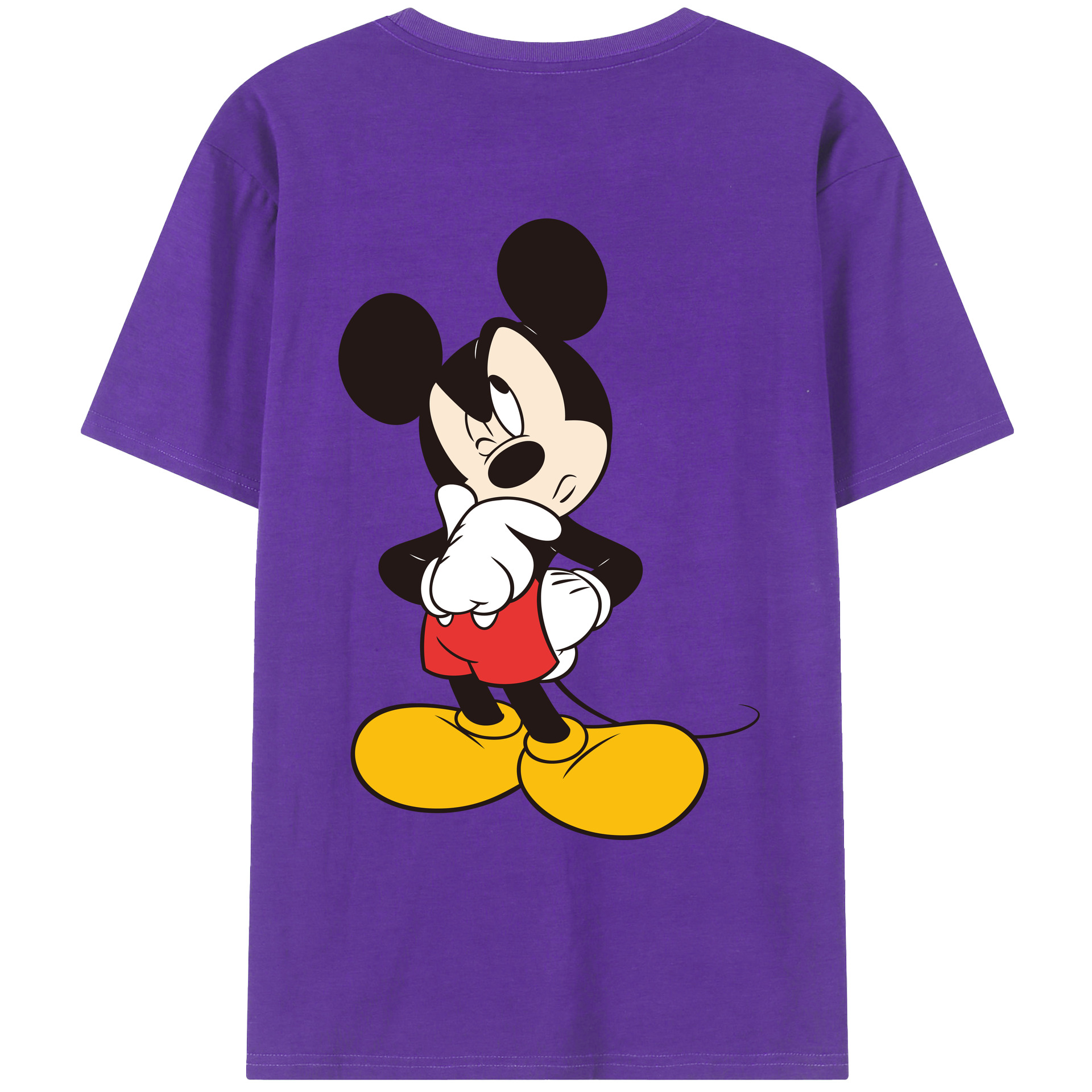 ミッキーマウス Mickey Mouse 綿100％ メンズ半袖Tシャツ（バックプリント） 通気性