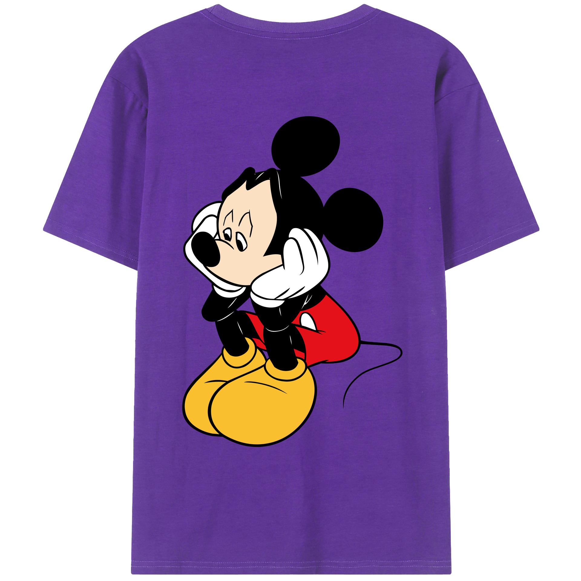 ミッキーマウス Mickey Mouse 綿100％ メンズ半袖Tシャツ（バックプリント） 通気性