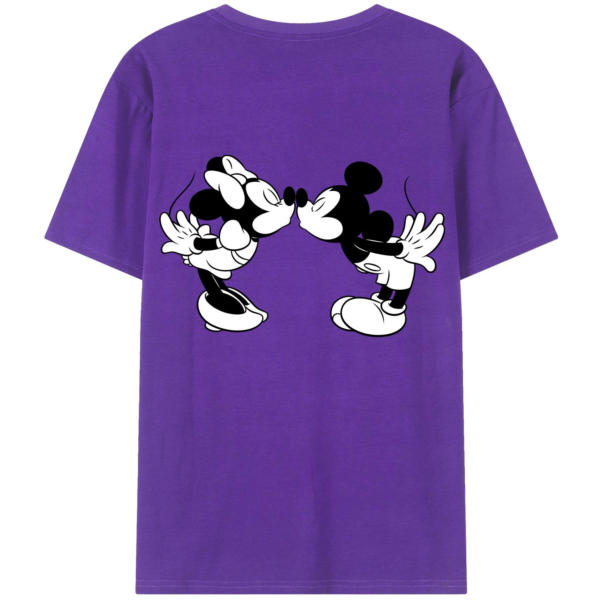 ミッキーマウス Mickey Mouse 綿100％ メンズ半袖Tシャツ（バックプリント） 通気性
