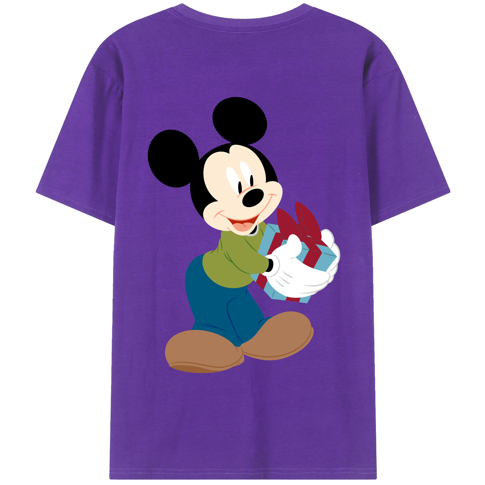 ミッキーマウス Mickey Mouse 綿100％ メンズ半袖Tシャツ（バックプリント） 通気性