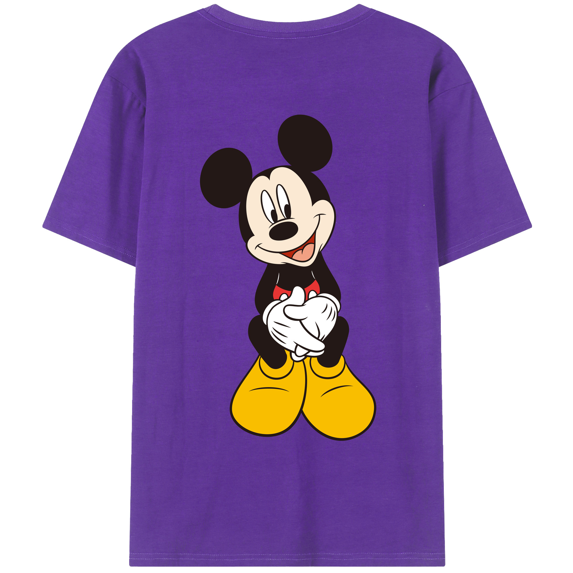 ミッキーマウス Mickey Mouse 綿100％ メンズ半袖Tシャツ（バックプリント） 通気性
