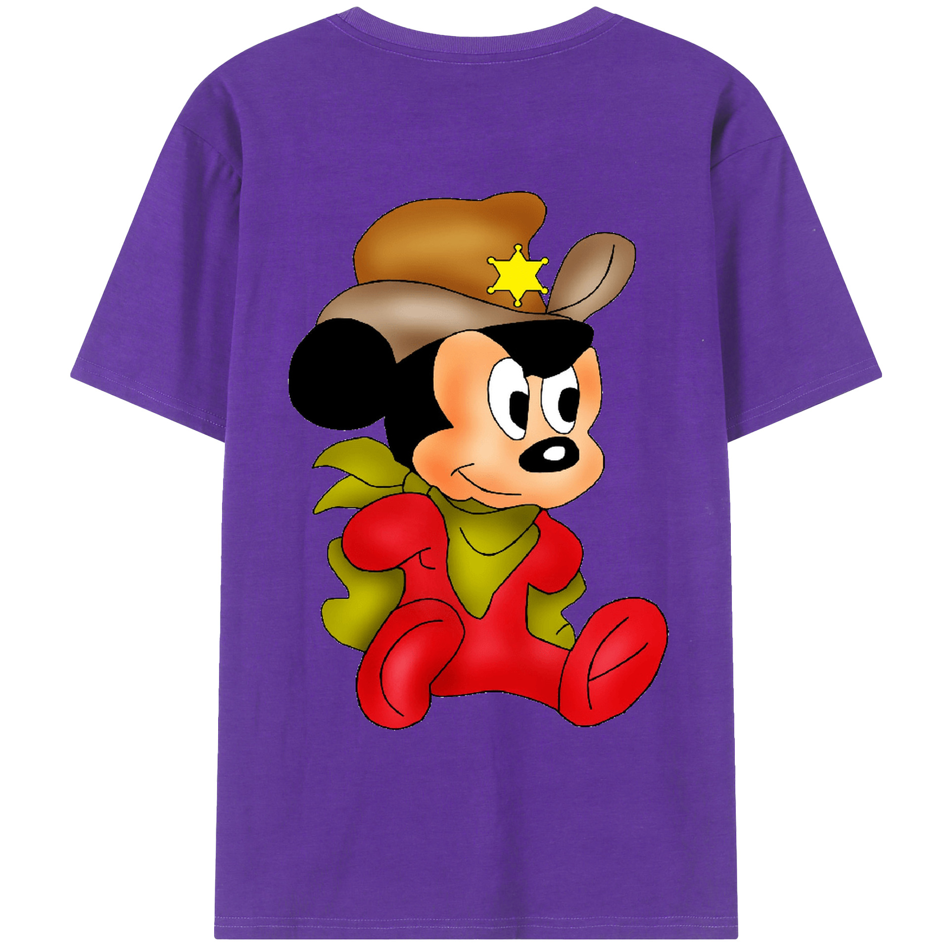 ミッキーマウス Mickey Mouse 綿100％ メンズ半袖Tシャツ（バックプリント） 通気性