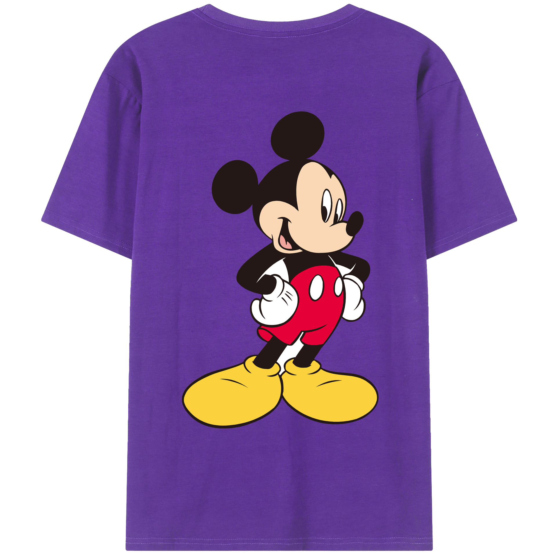 ミッキーマウス Mickey Mouse 綿100％ メンズ半袖Tシャツ（バックプリント） 通気性