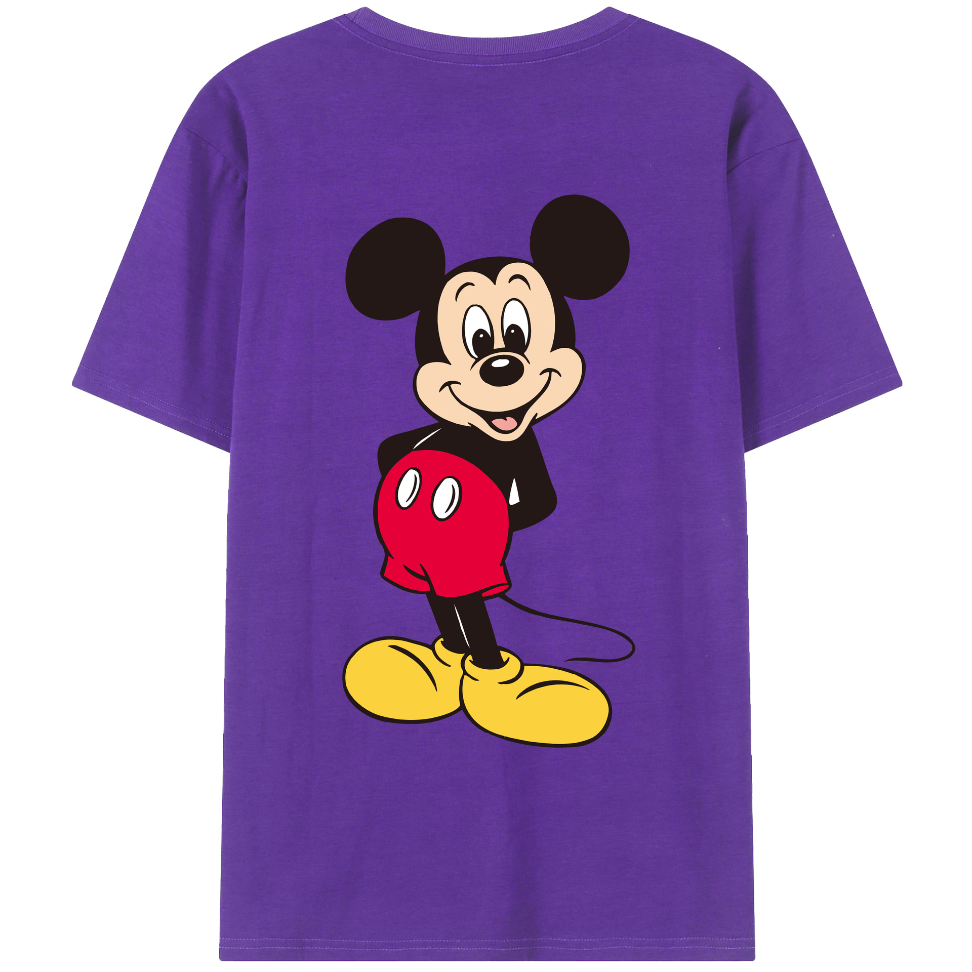ミッキーマウス Mickey Mouse 綿100％ メンズ半袖Tシャツ（バックプリント） 通気性