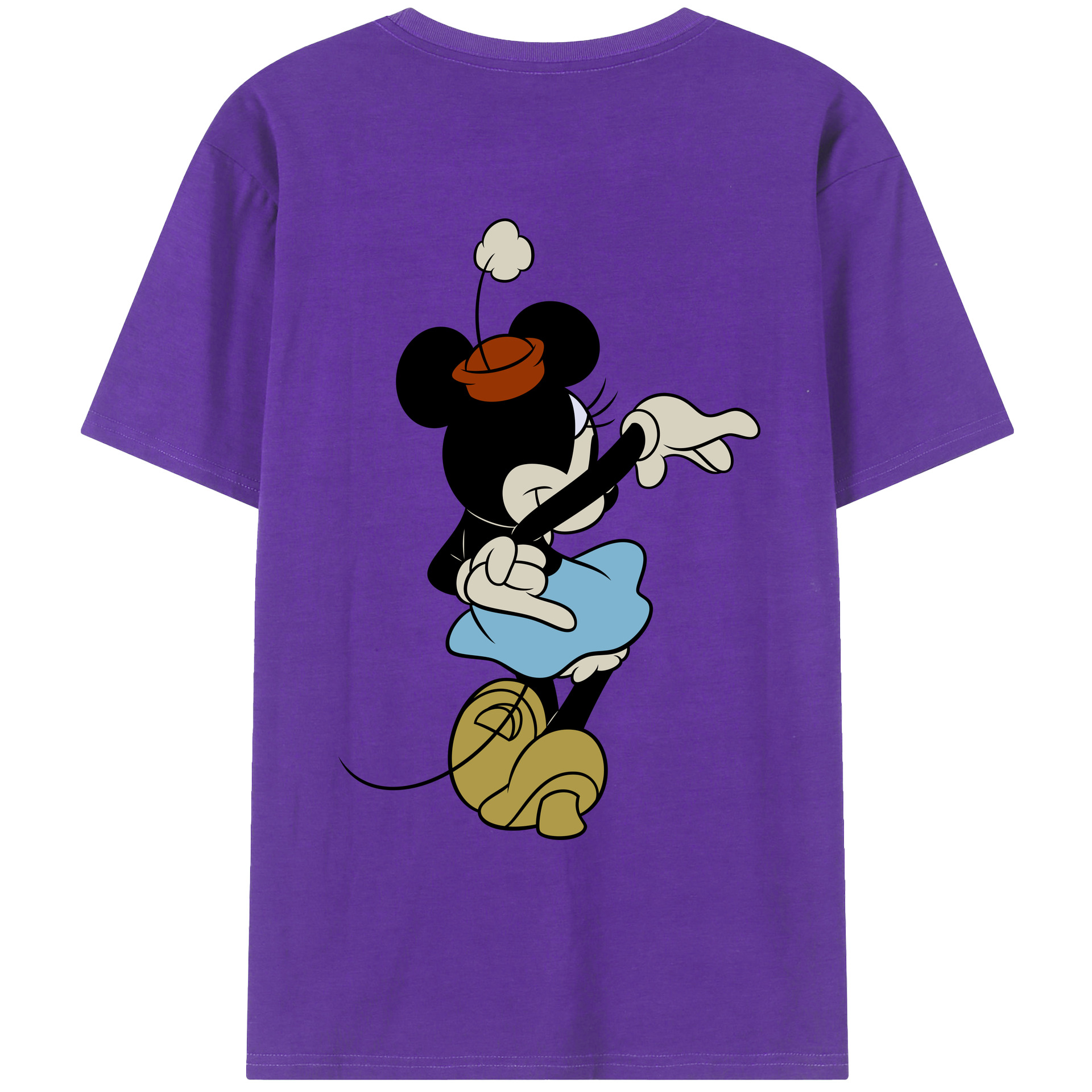 ミッキーマウス Mickey Mouse 綿100％ メンズ半袖Tシャツ（バックプリント） 通気性