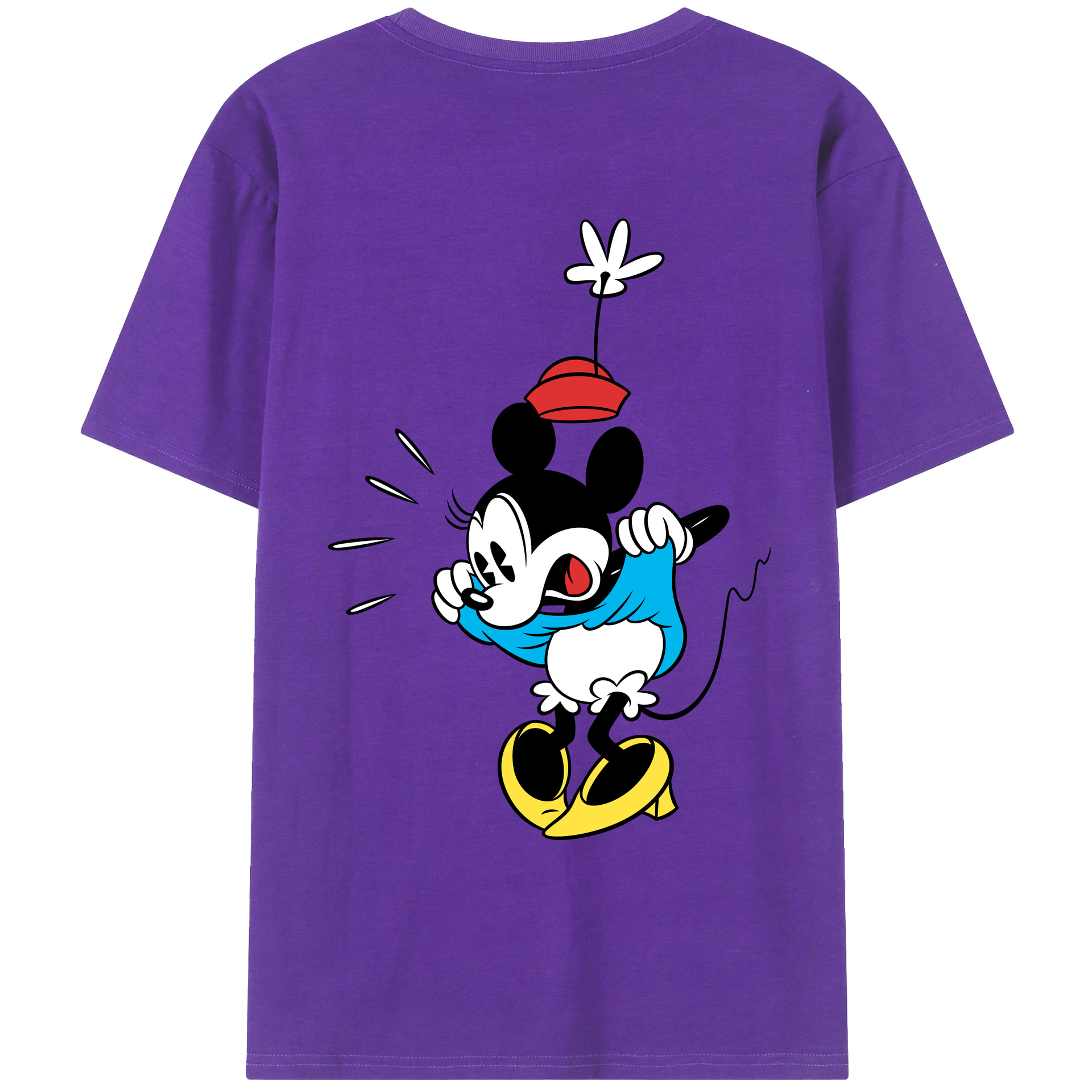 ミッキーマウス Mickey Mouse 綿100％ メンズ半袖Tシャツ（バックプリント） 通気性
