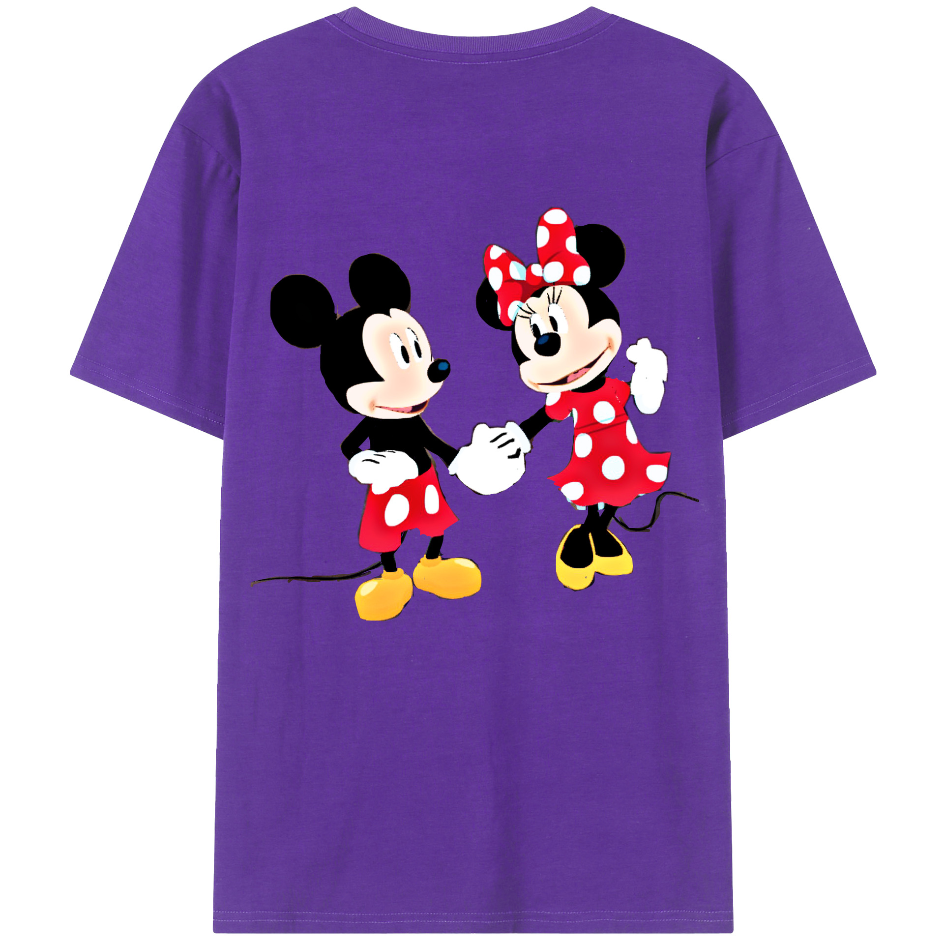 ミッキーマウス Mickey Mouse 綿100％ メンズ半袖Tシャツ（バックプリント） 通気性