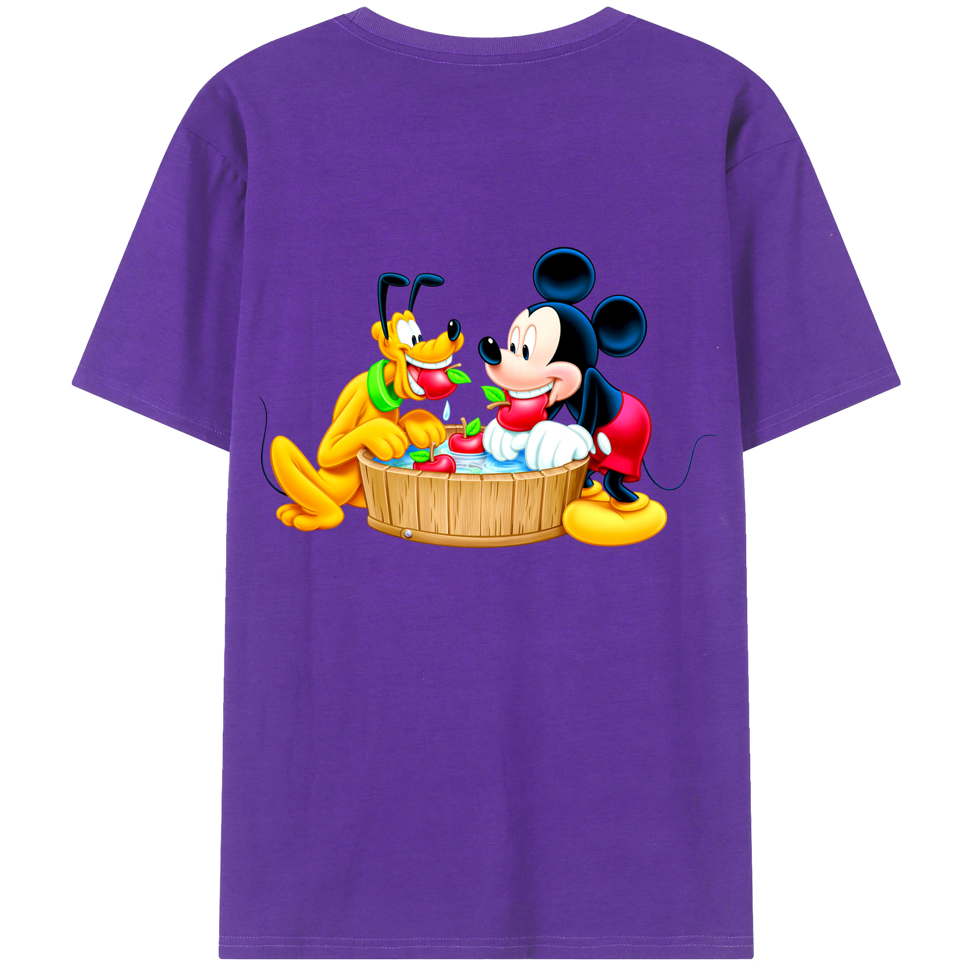 ミッキーマウス Mickey Mouse 綿100％ メンズ半袖Tシャツ（バックプリント） 通気性